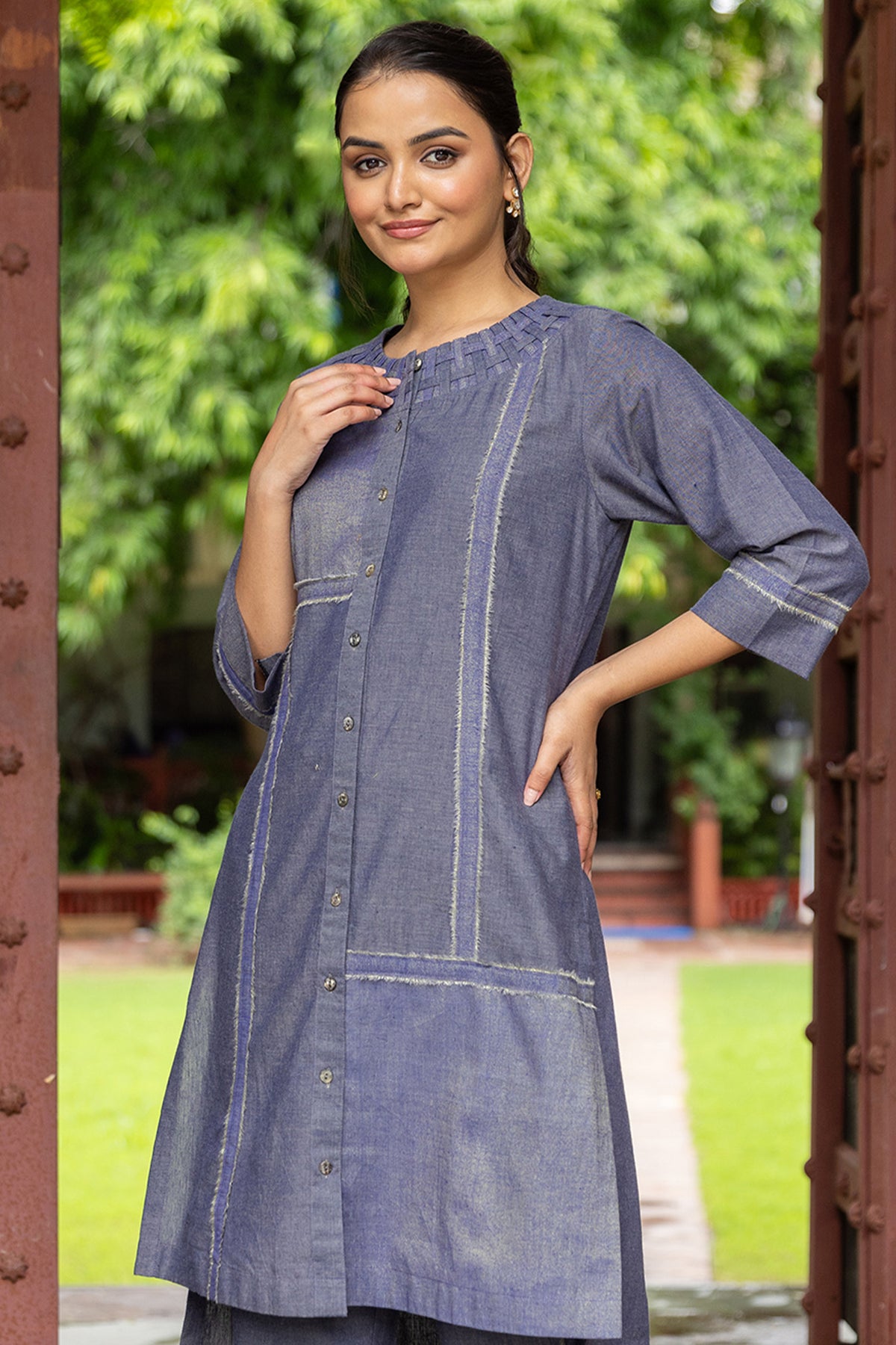 long kurta with zari detailing