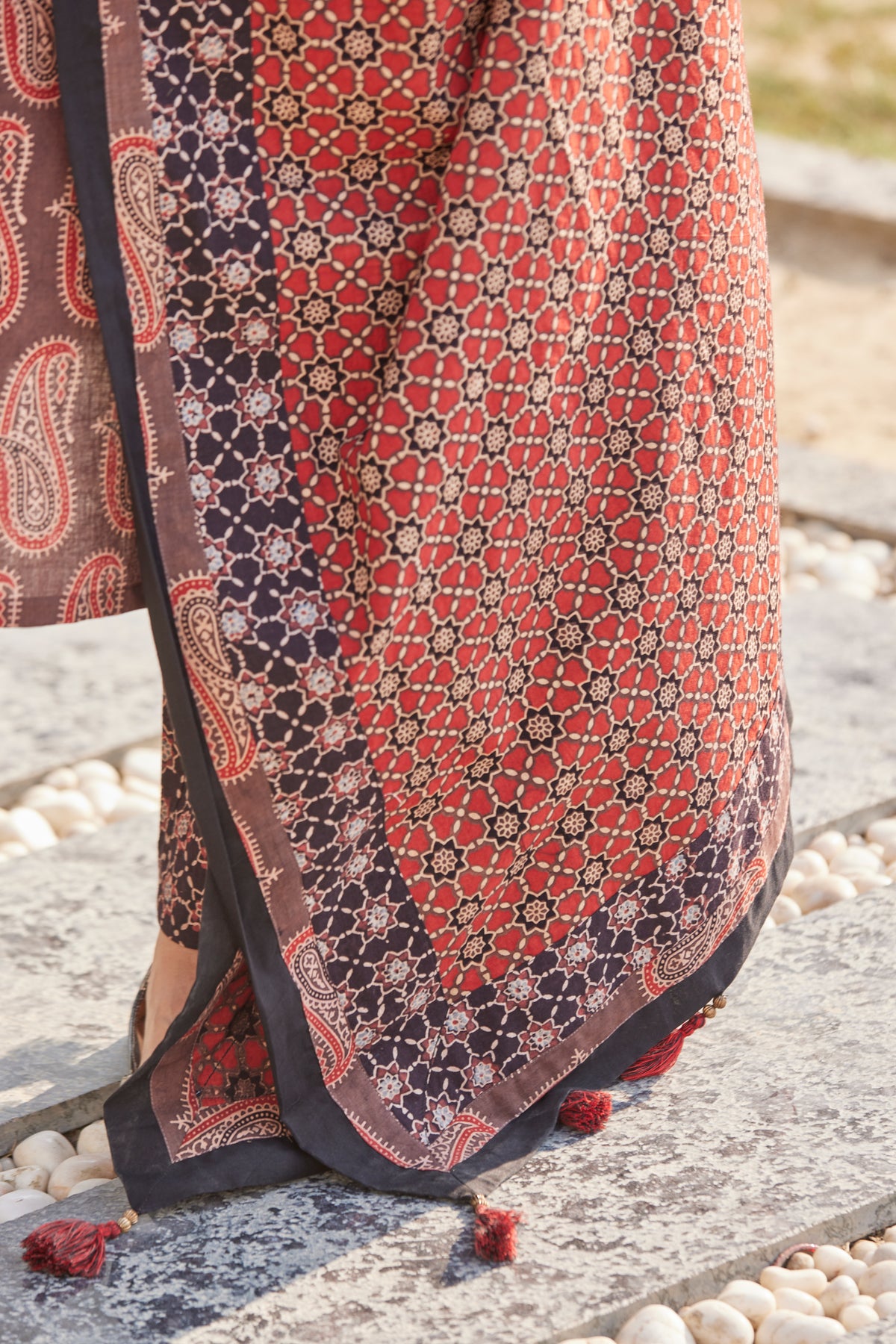 Ajrakh Hand Block Print Dupatta