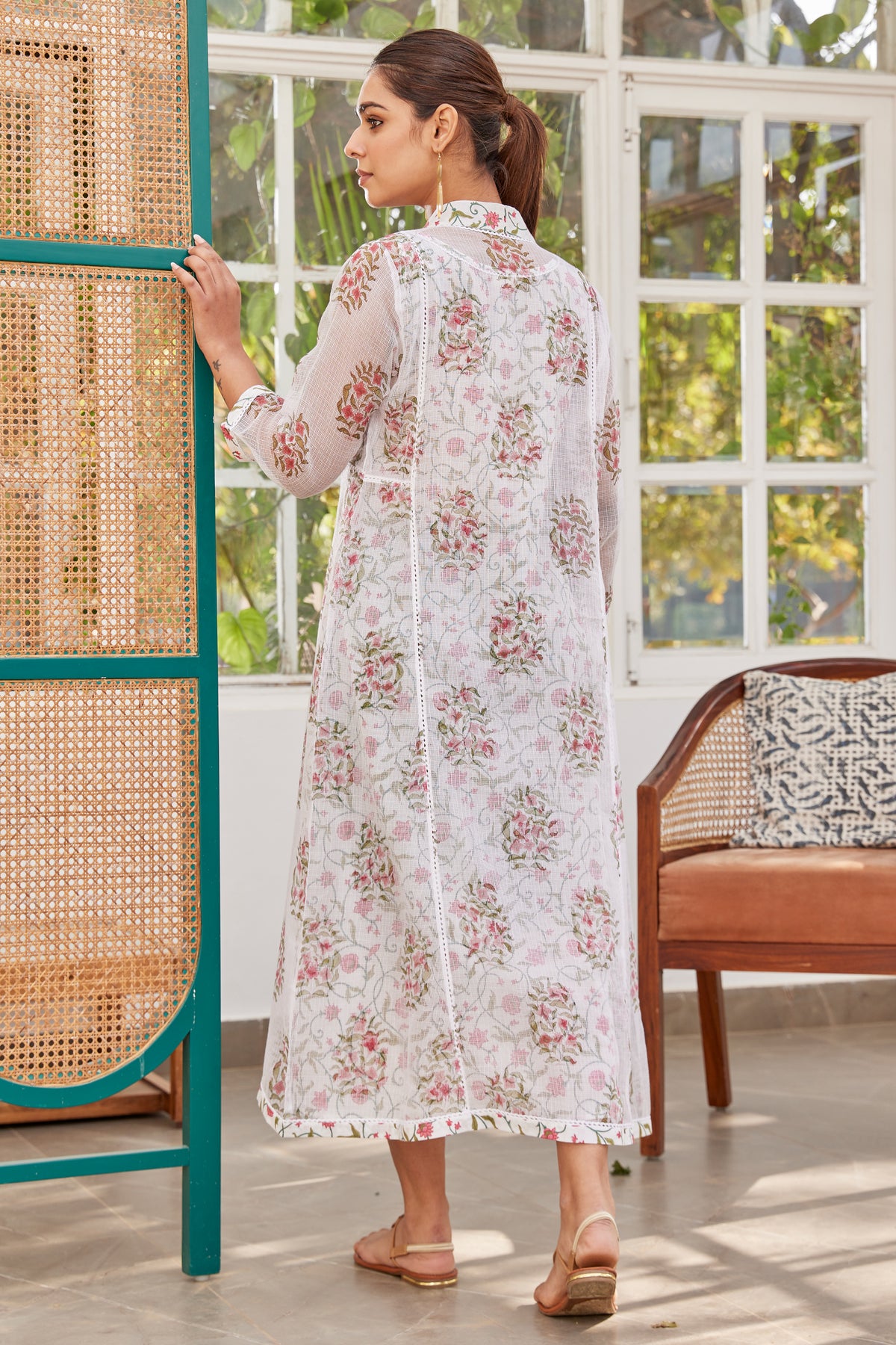 Floral Hand Block Print Co-Ord Set with Shrug Online | The Vishnu Store