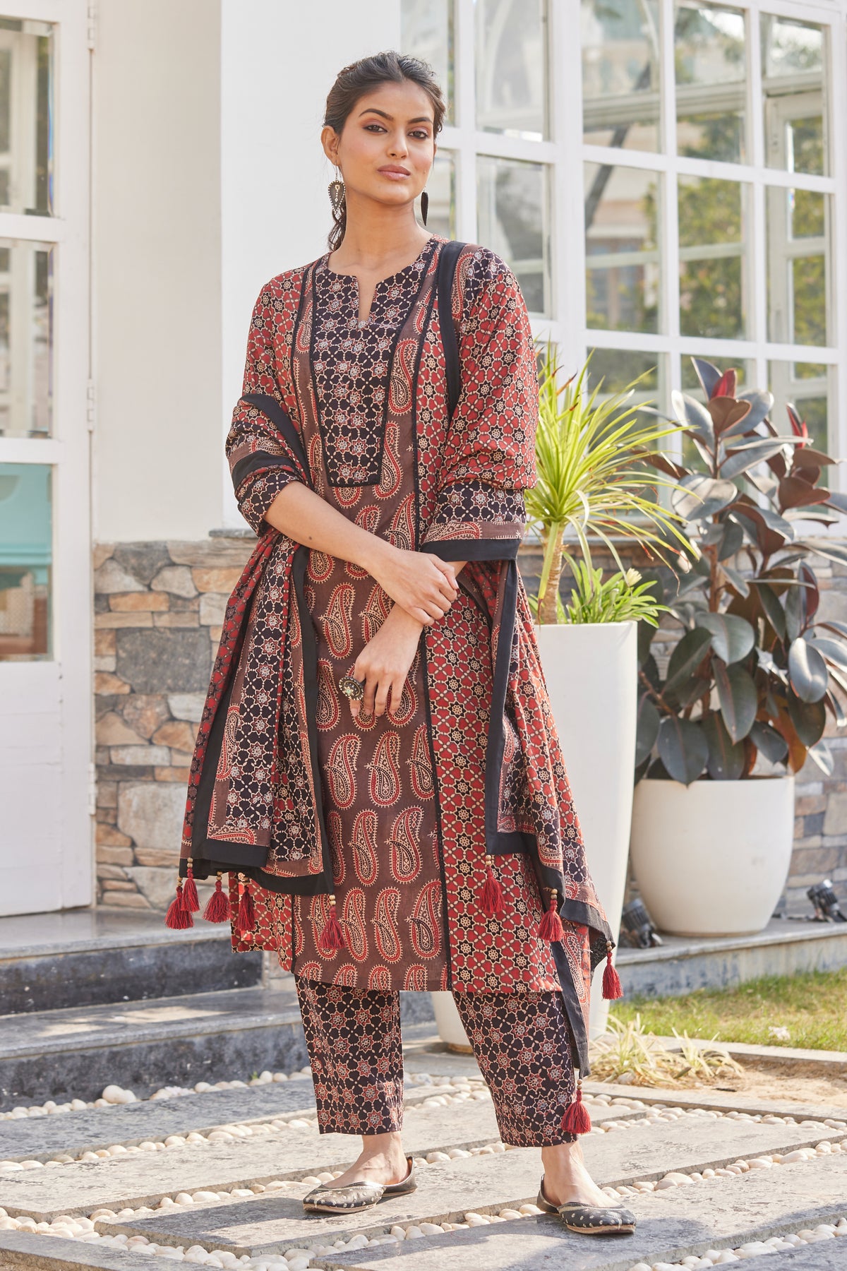 Ajrakh Hand Block Print Dupatta