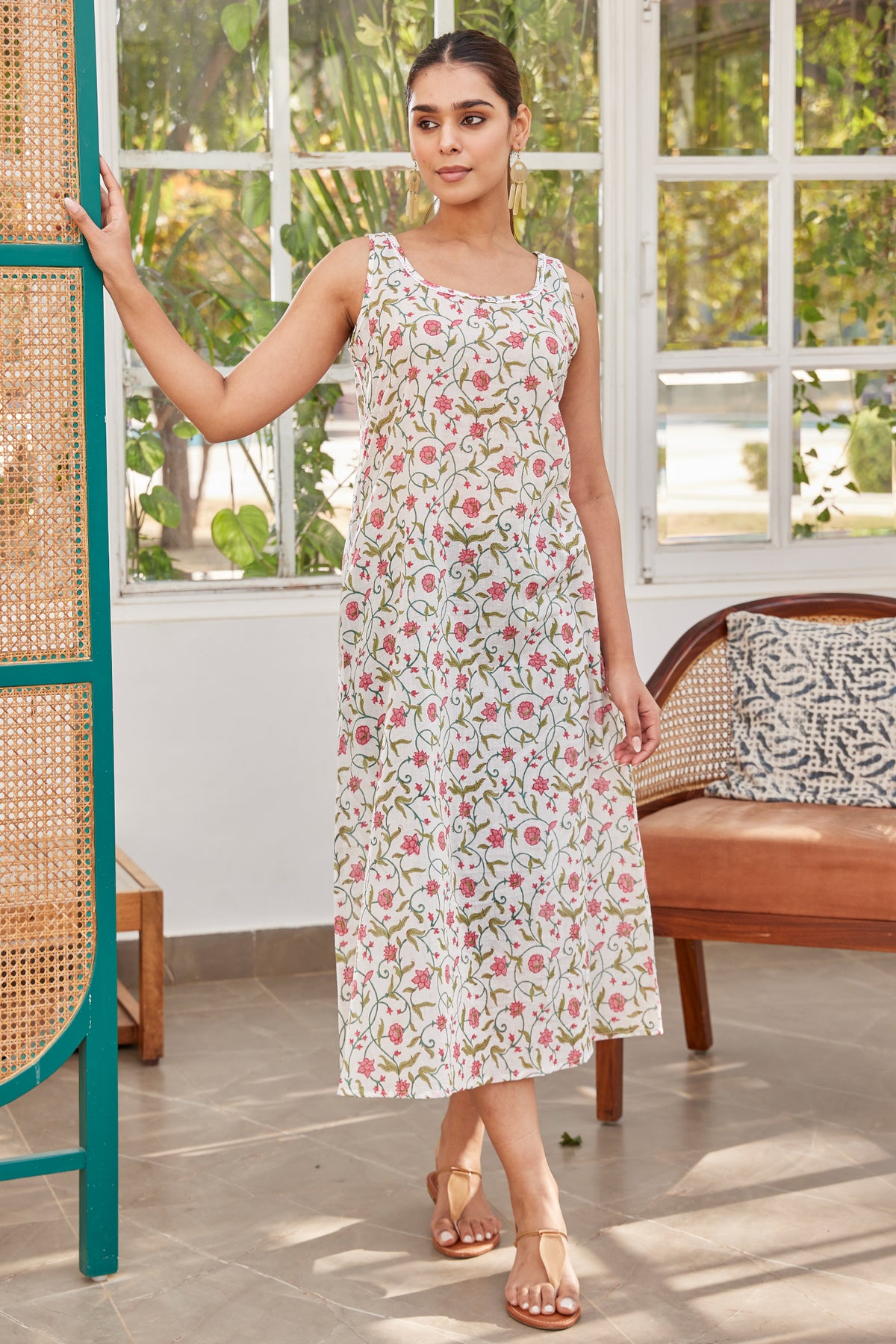 Buy Vishnu's Floral Hand Block Print Co-Ord Set with Shrug for Women Online