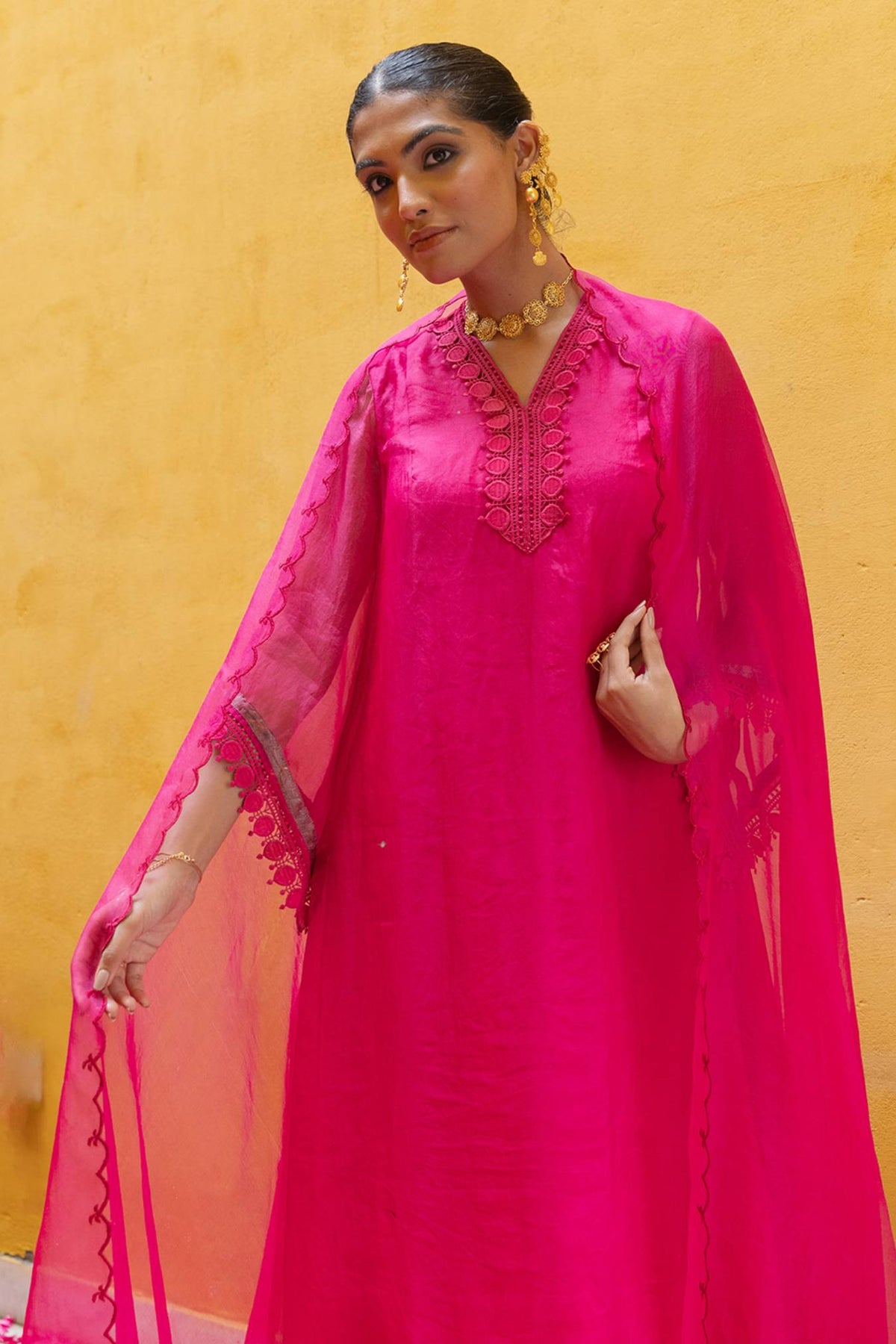Pink Organza Suit Set for women