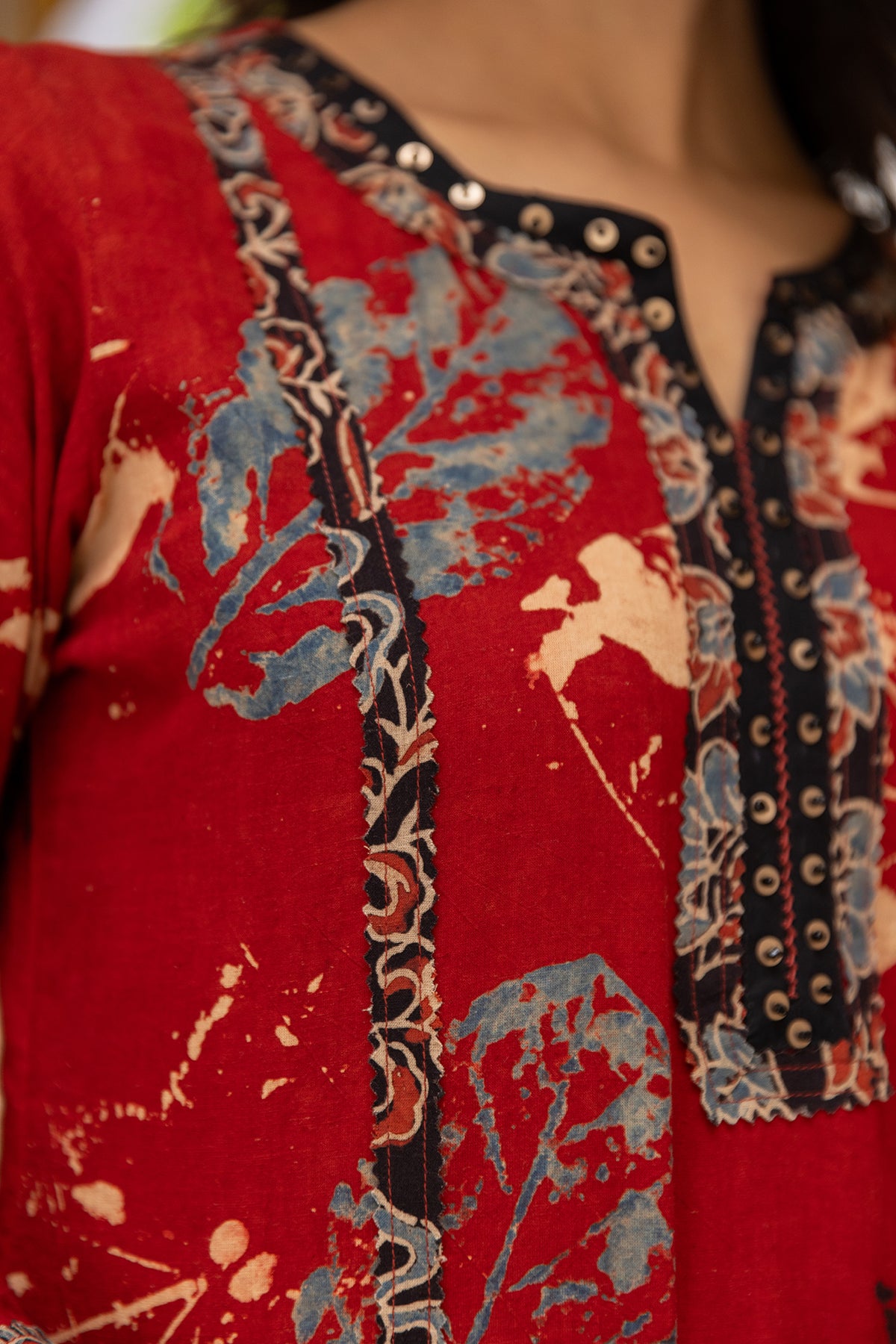 Ajrakh Abstract leaf Print Straight Long Kurta