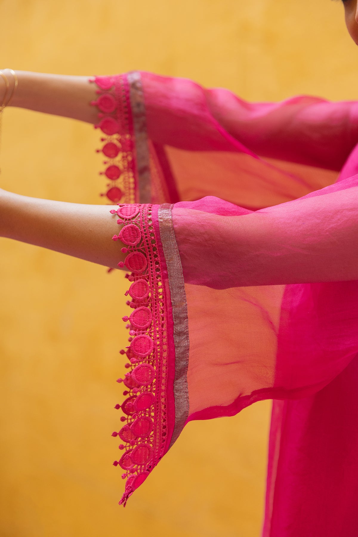 Pink Organza Suit Set with soft chanderi pant
