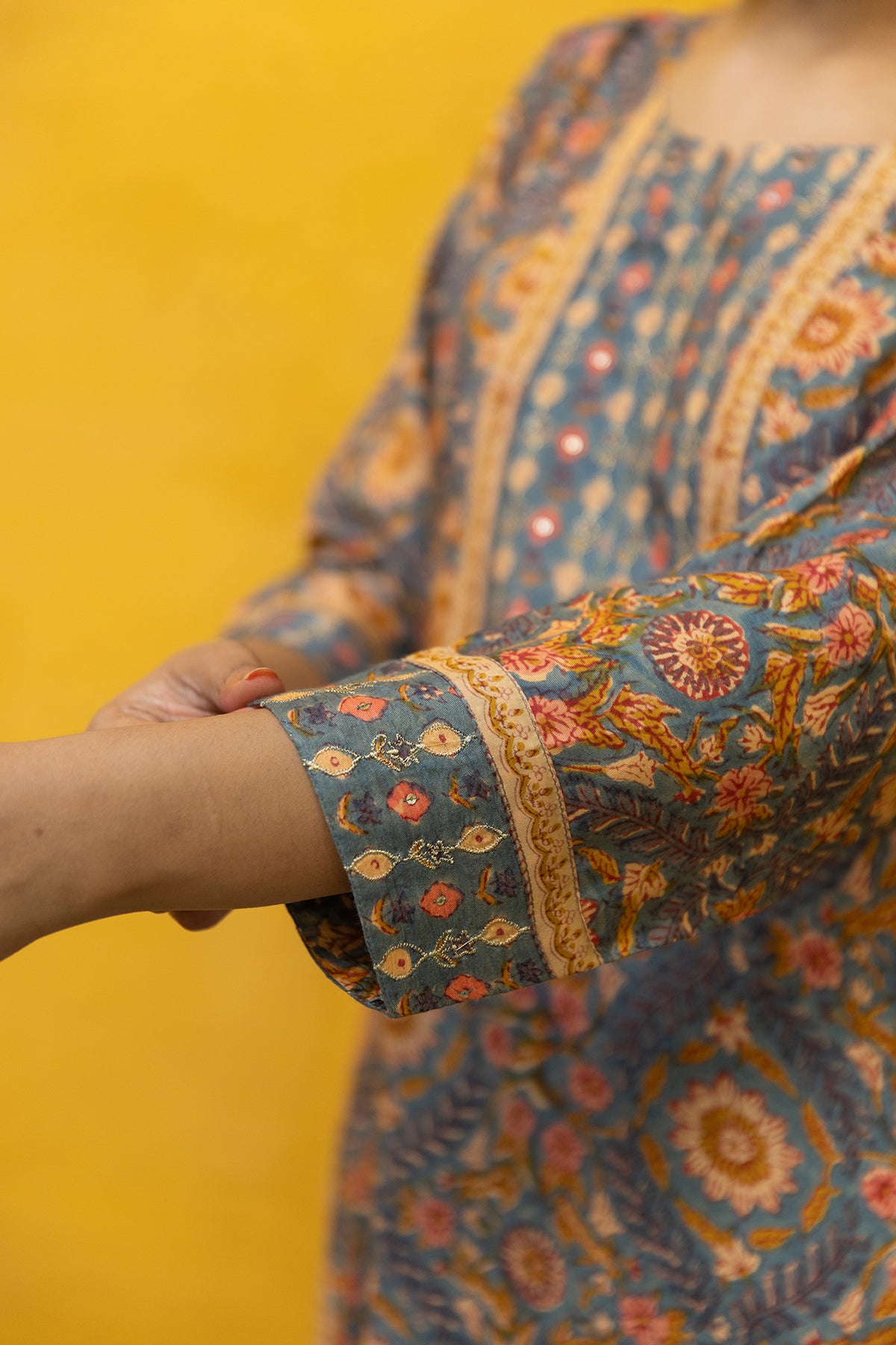 Hand block printed 3-piece suit sets