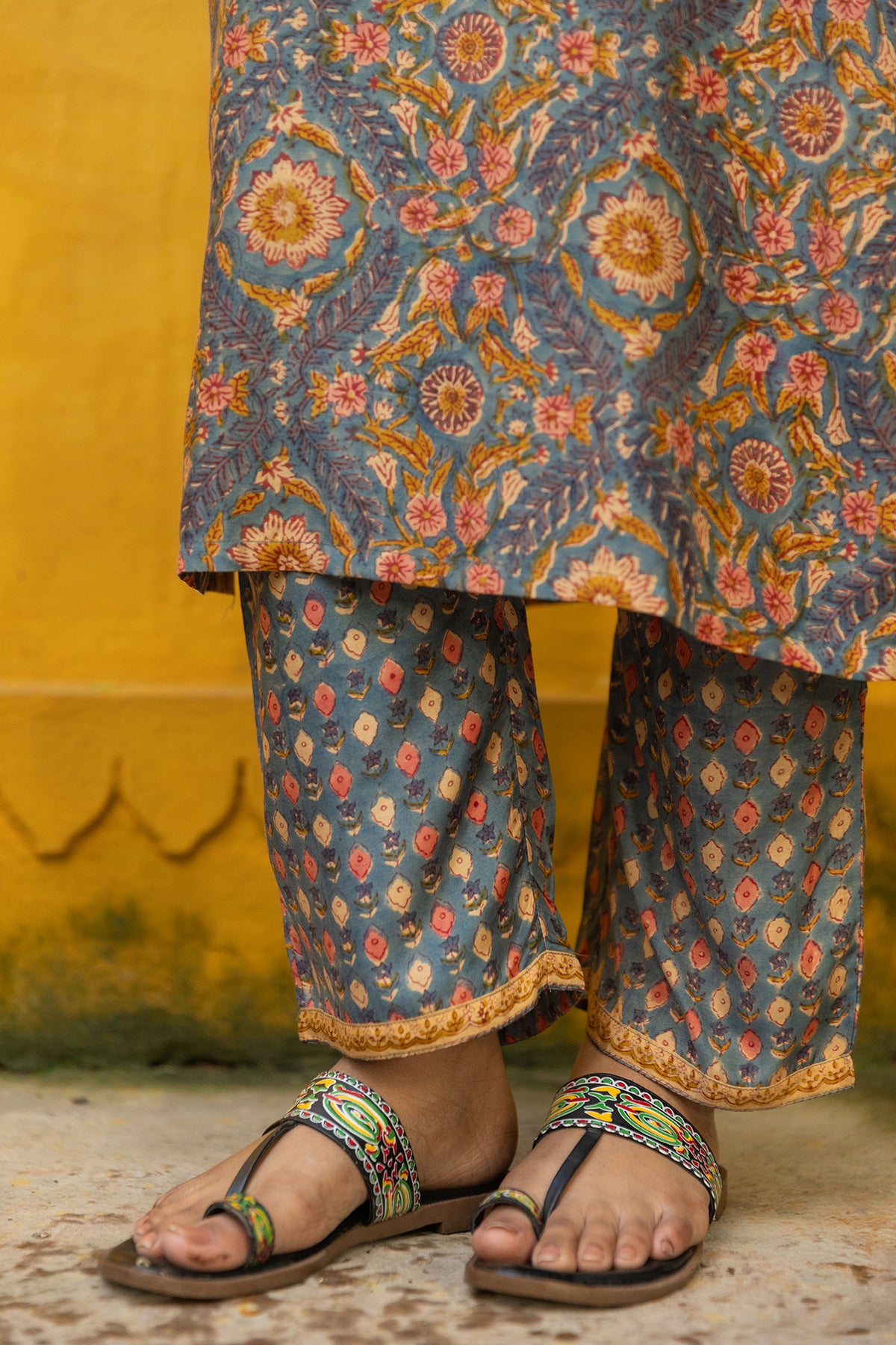 Hand block printed 3-piece suit sets for women