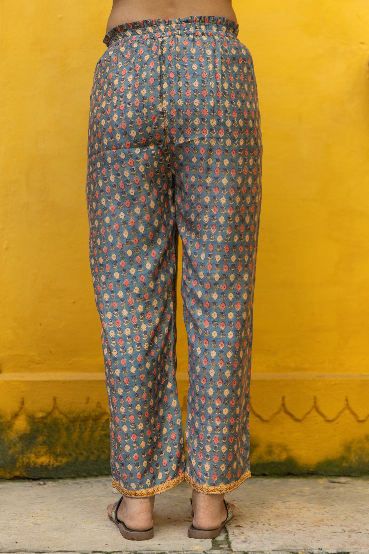 Muslin Pants with Handblock Booti Prints