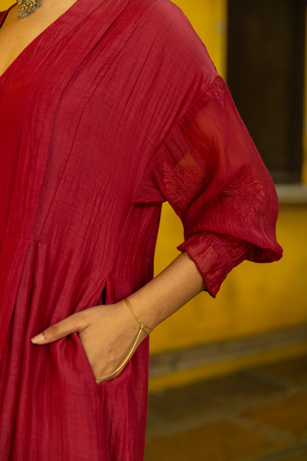 chanderi dart suit set for women