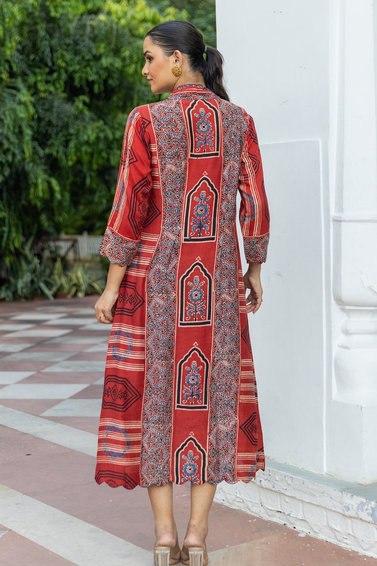 Muslin Ajrakh Print Signature Dart Dress