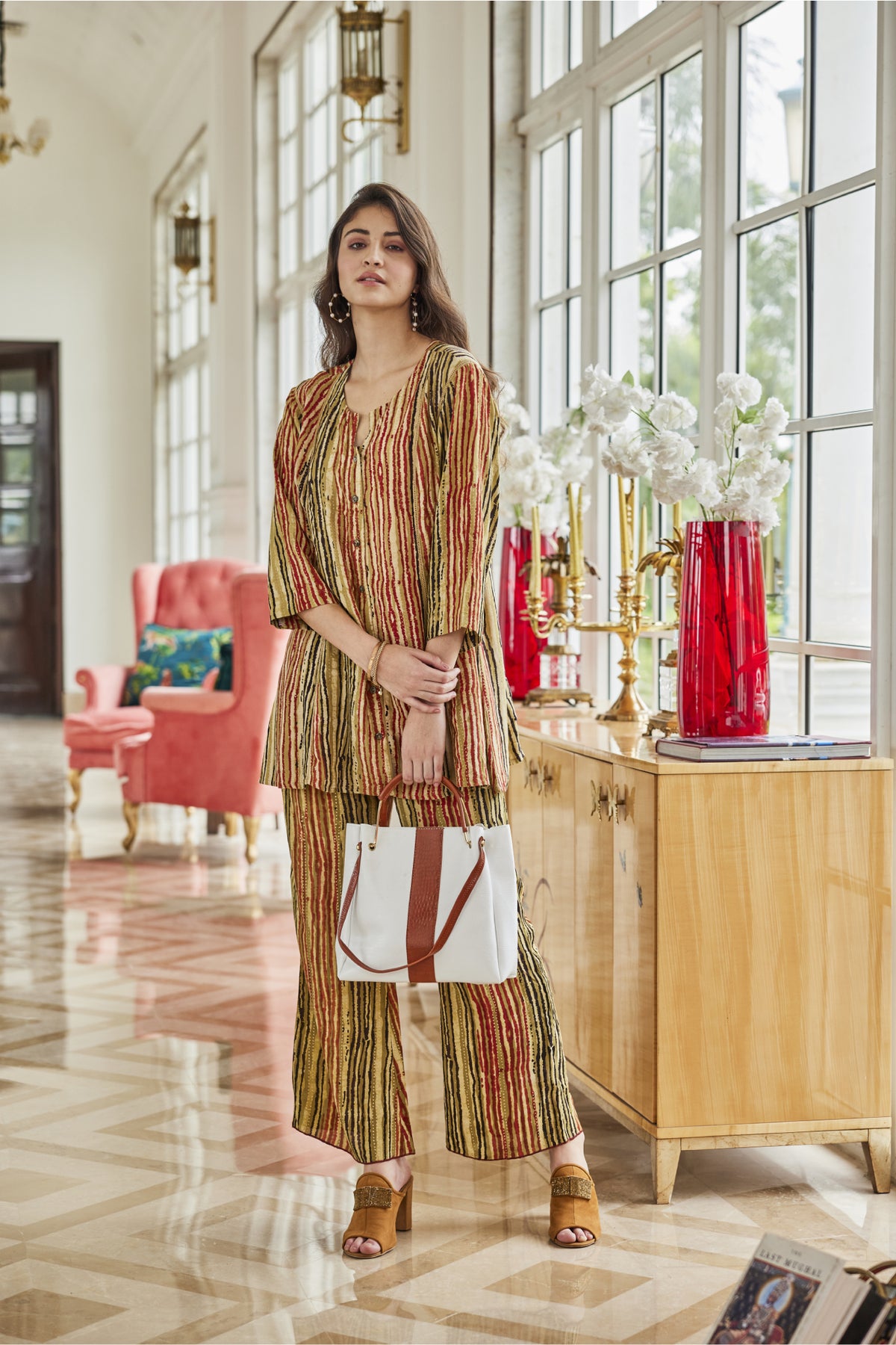 Get Multi Striped Designer Co-Ord Set Online | The Vishnu Store