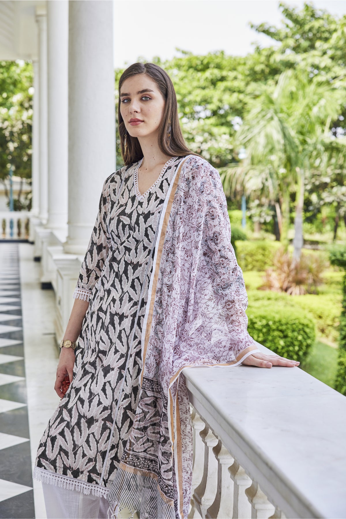 Hand-Block Printed Cotton Kota Dupatta