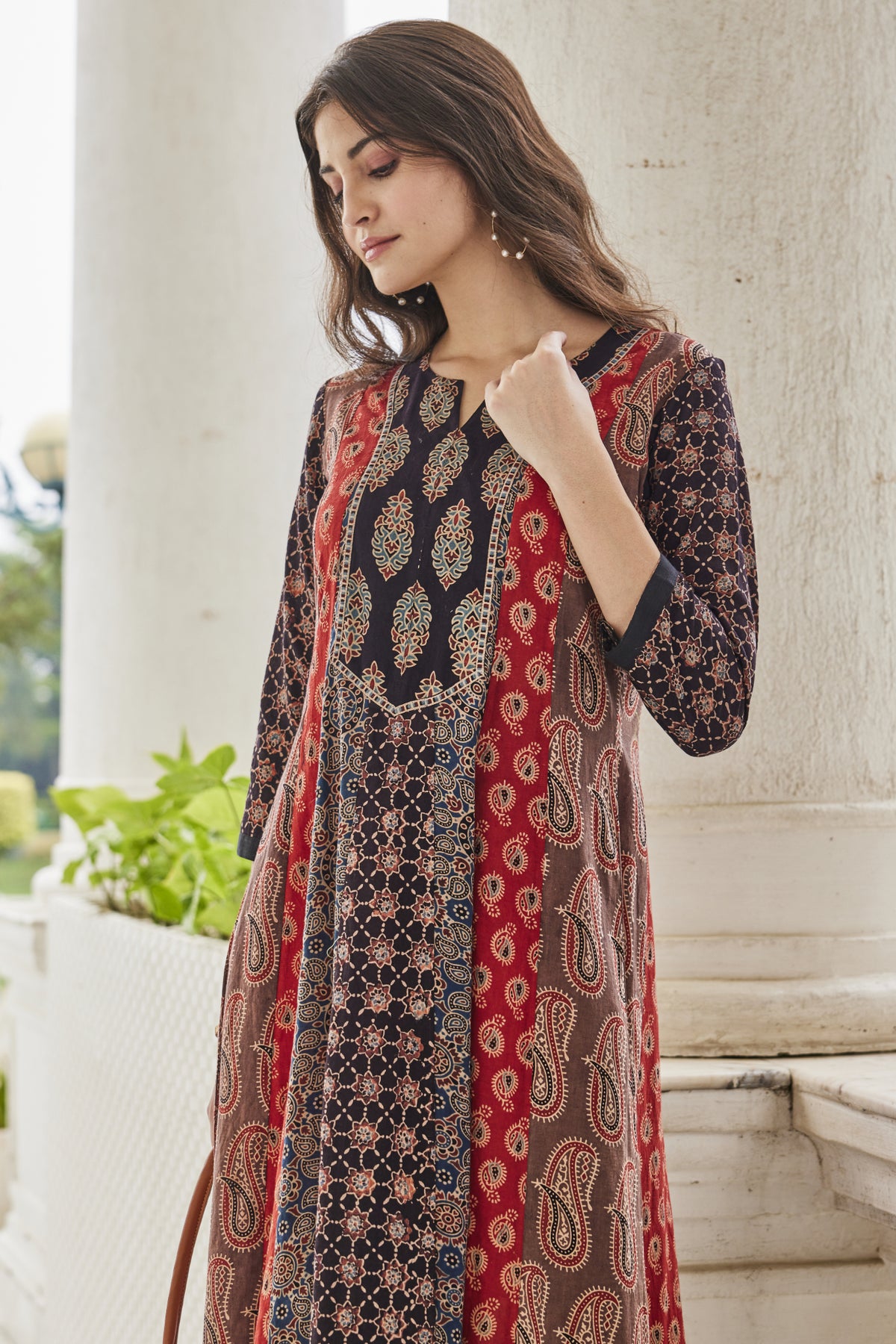 Signature Cut A-line Hand-Block Ajrakh Dress