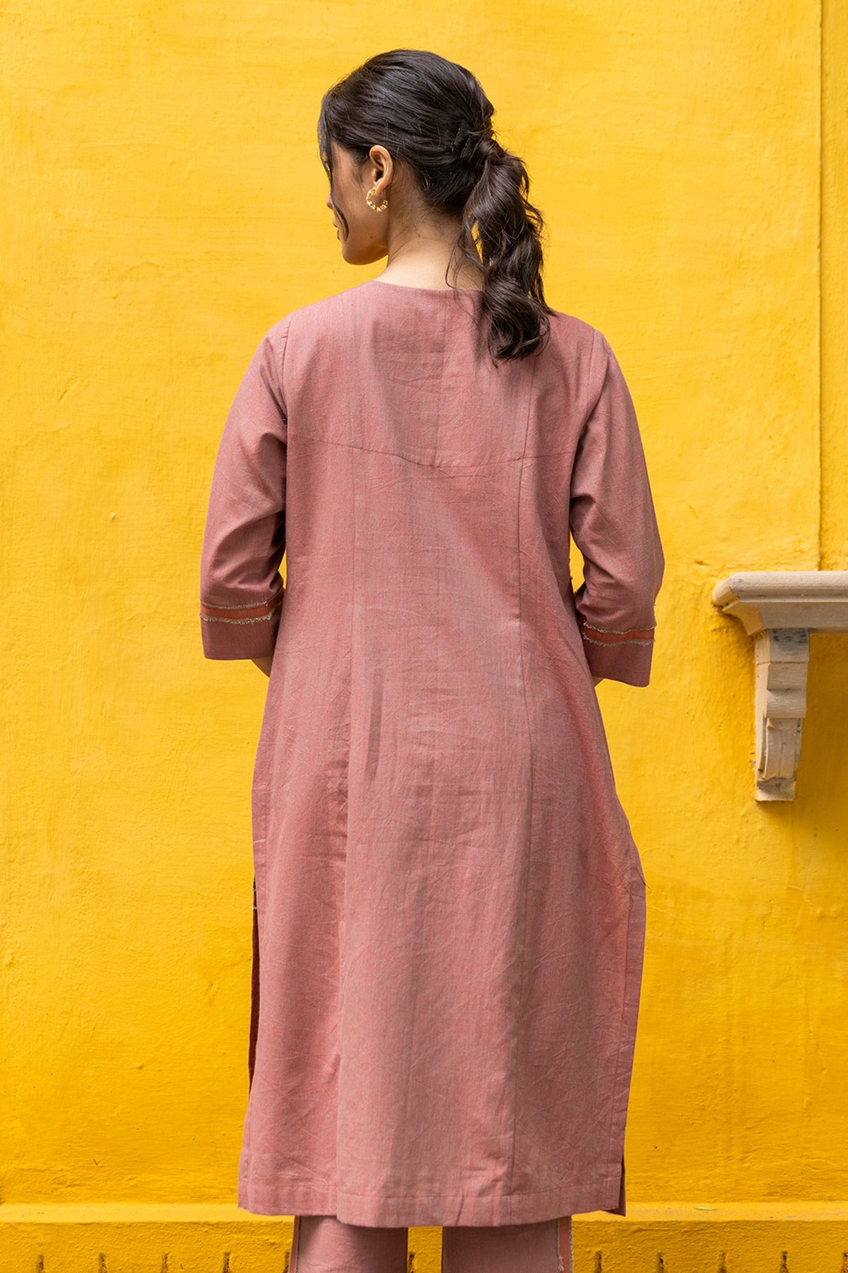Yarn-Dyed Cotton Zari Kurta