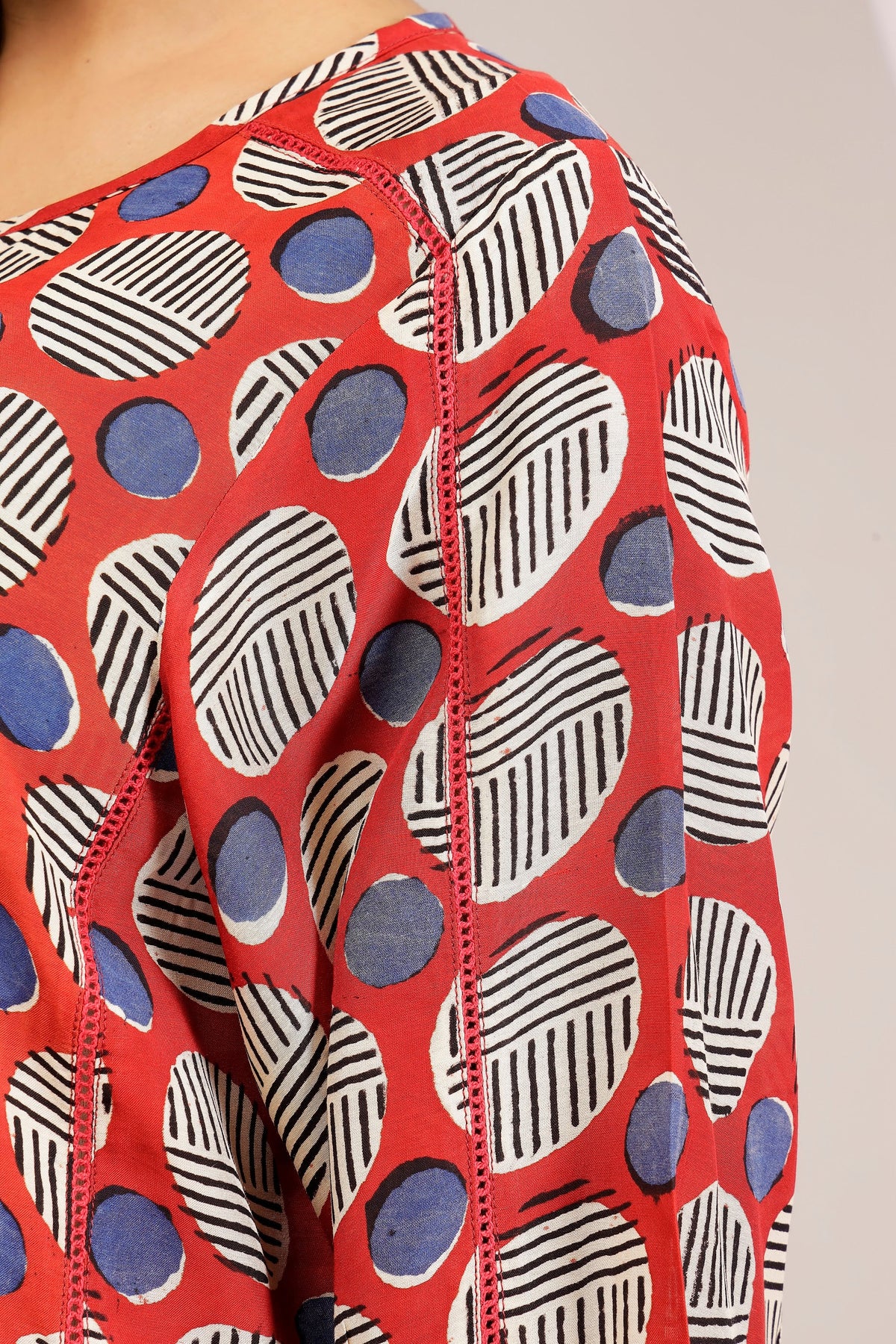 Rust Brick Geometric Bagru Print Muslin Cotton Co-Ord Set