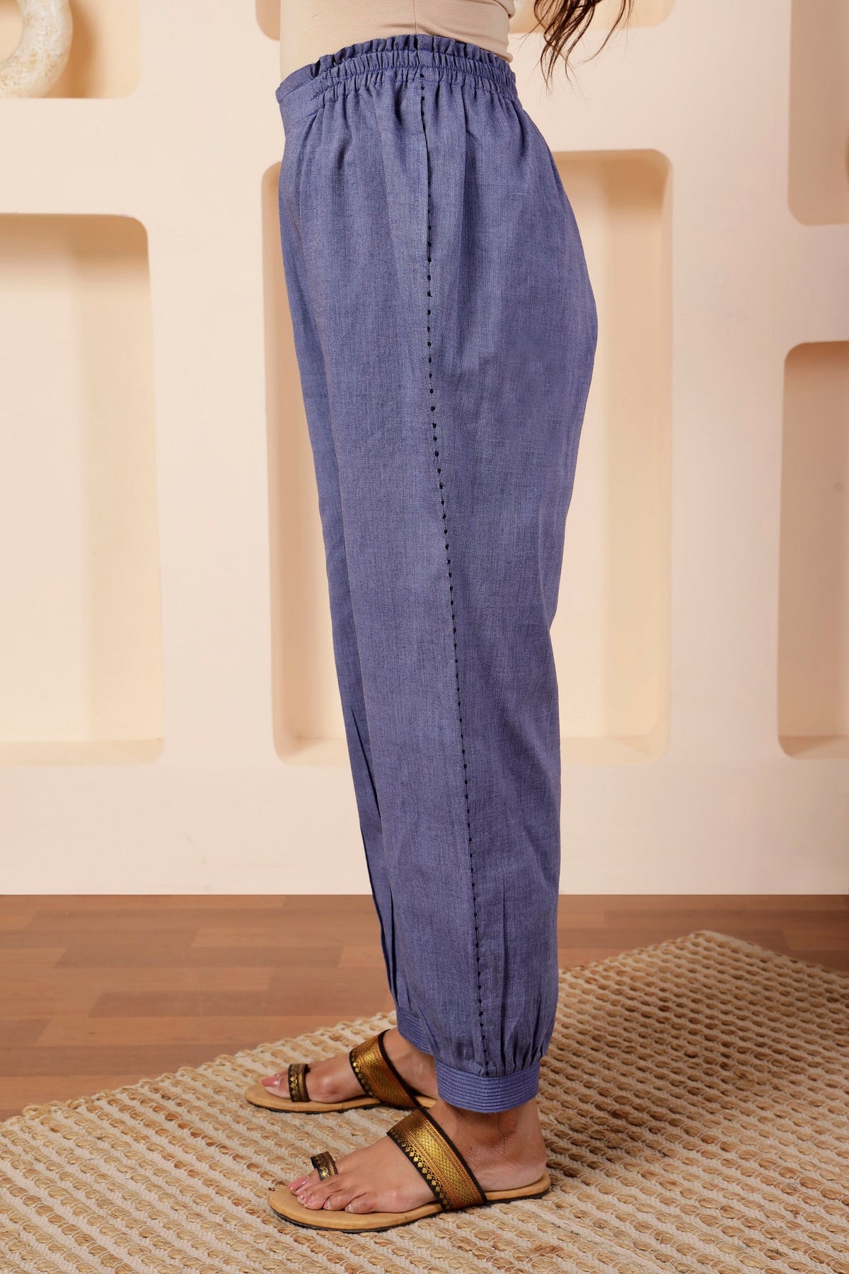 Lavender Blue Shot Cotton Tunic & Salwar Pant Set
