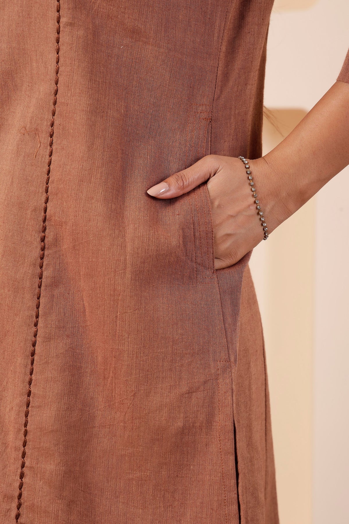 Chestnut Khadi Handwoven Shot Cotton Co-ord Set