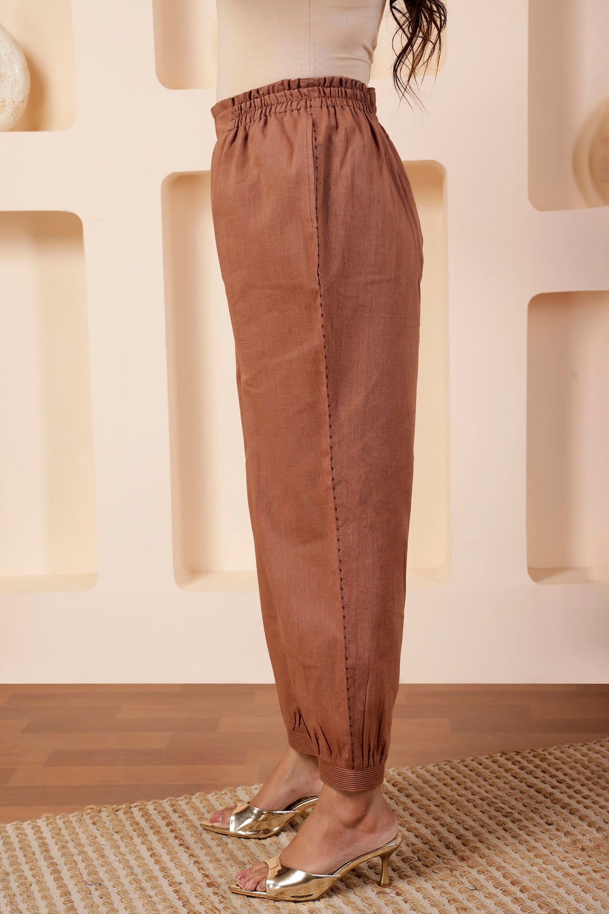 Taupe Handwoven Khadi Cotton Salwar Co-ord Set