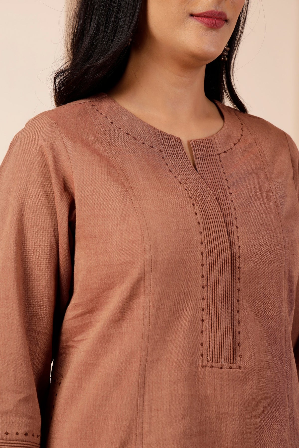 Taupe Handwoven Khadi Cotton Salwar Co-ord Set