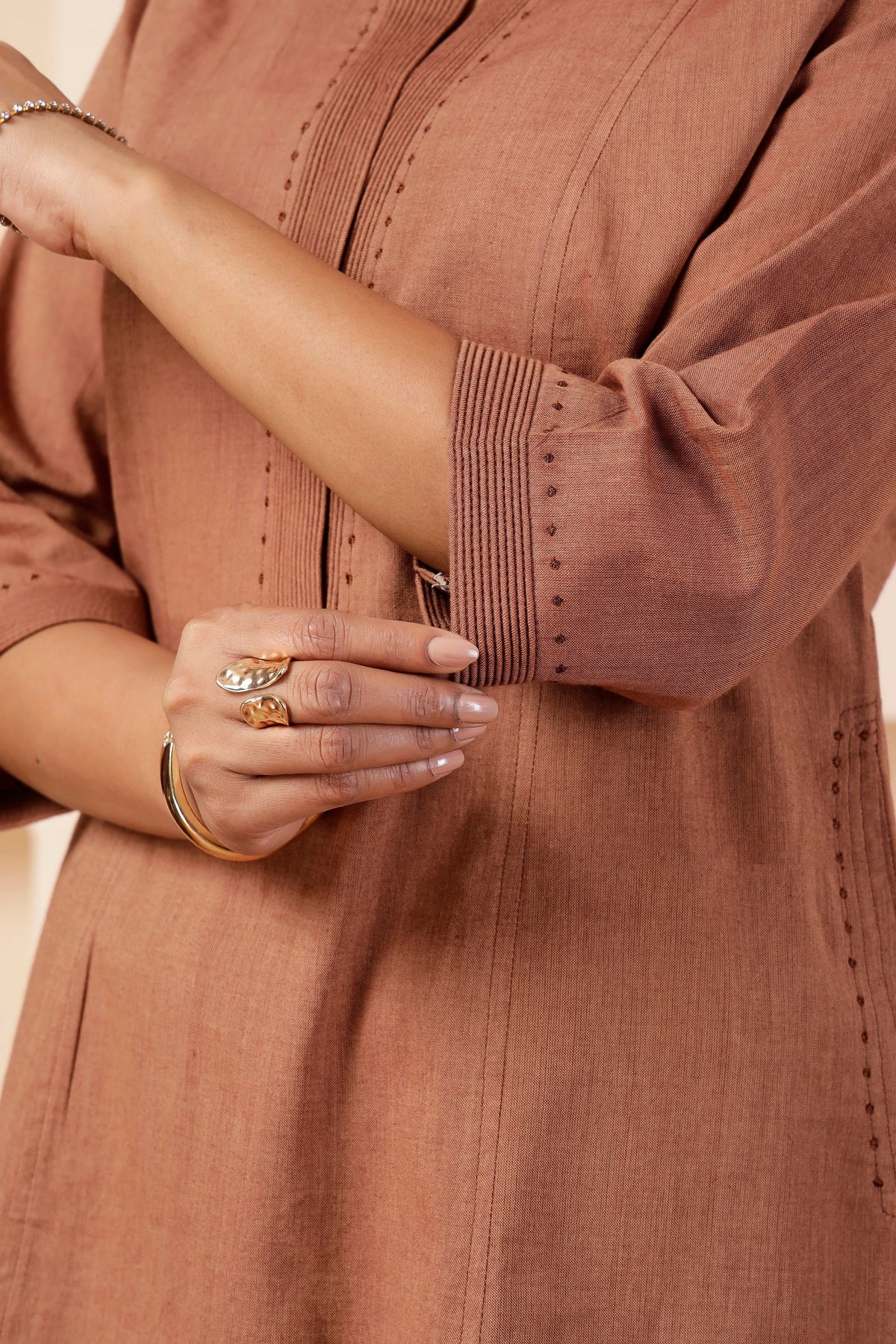 Taupe Handwoven Khadi Cotton Salwar Co-ord Set