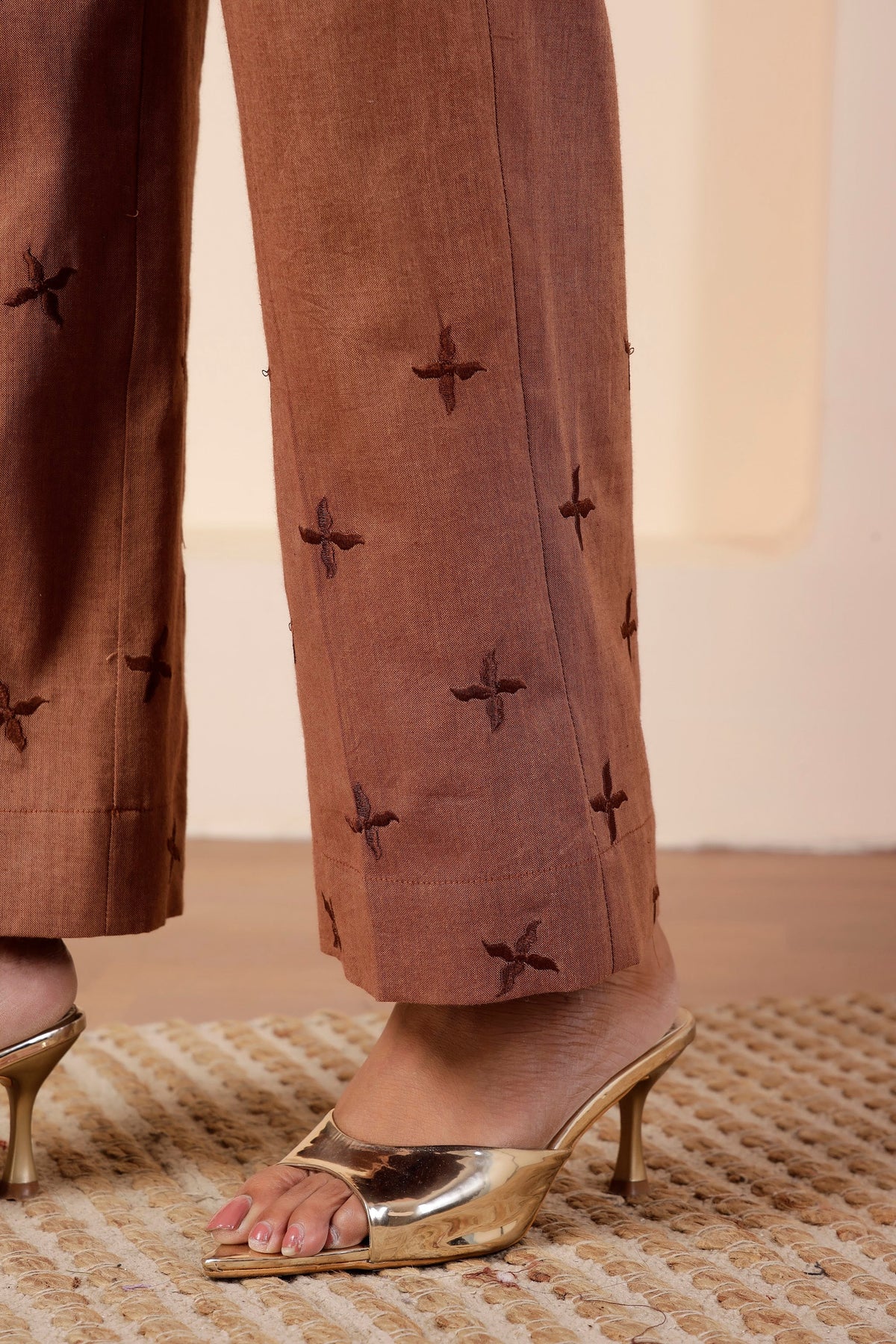 Clay brown Handwoven Cotton Short Tunic Co-ord Set