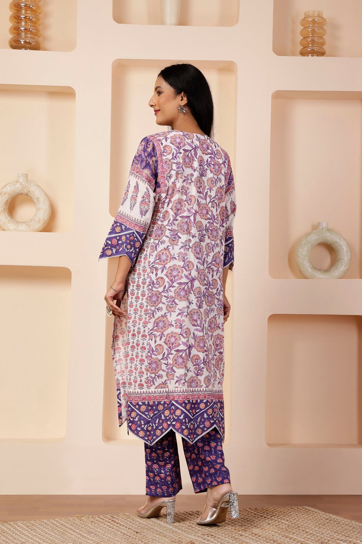 Orchid Blossom Jaipur Hand-Block Print Midi Kurta