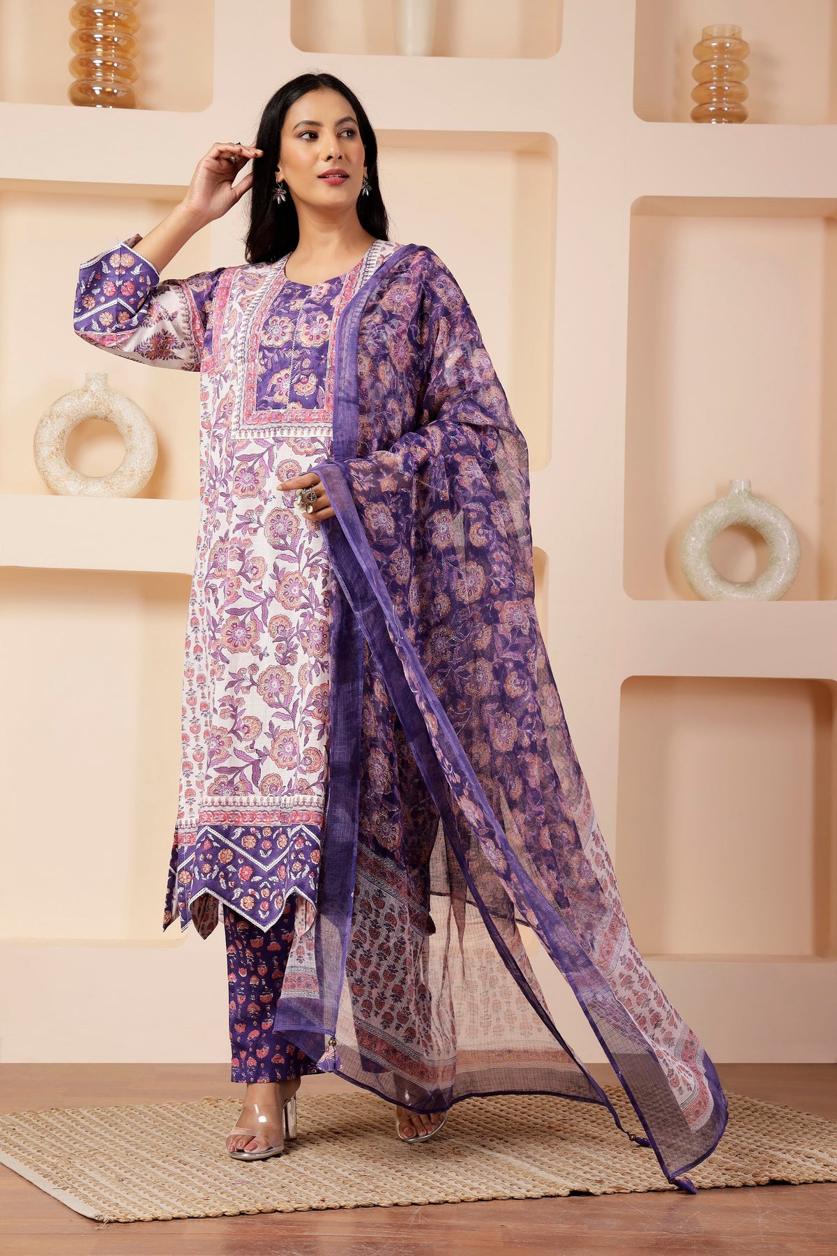 Royal Violet Sheer Cotton Kota Doria Dupatta