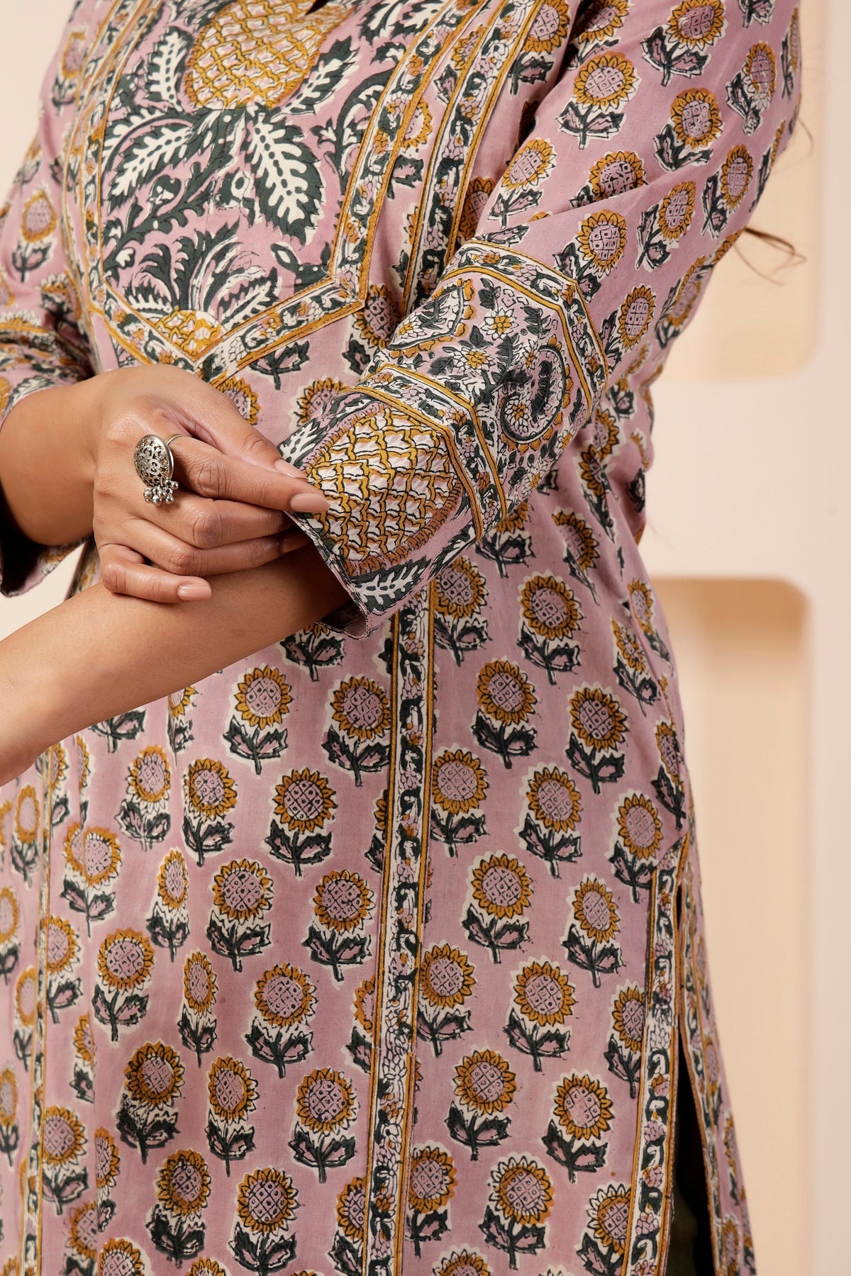 Dusk Pink Hand-Block Print Straight Kurta