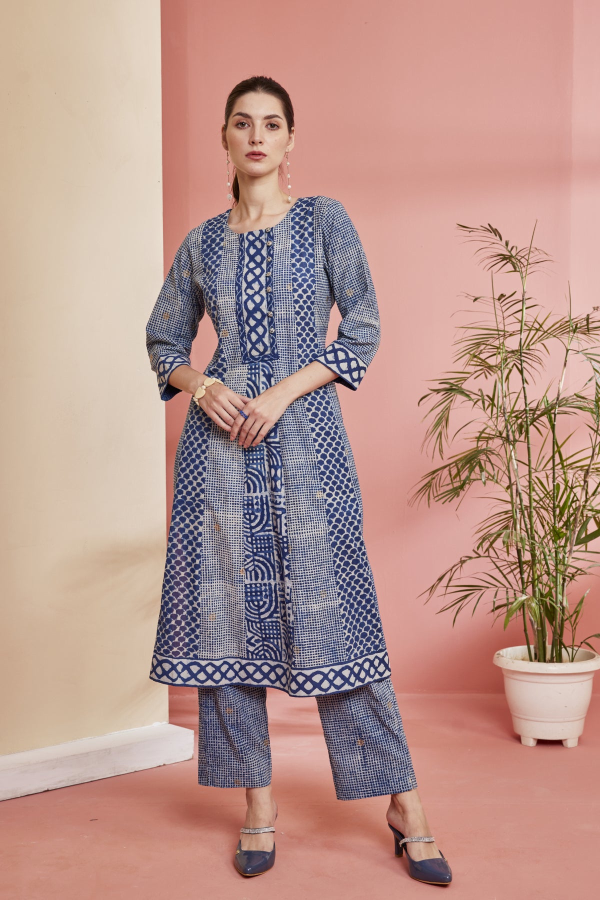 Indigo dyed A-line Dress for Women