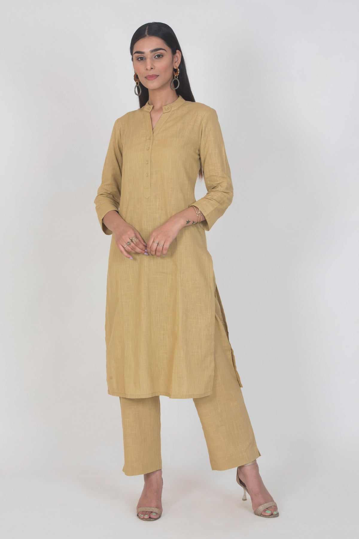 Slub Cotton Solid Kurta
