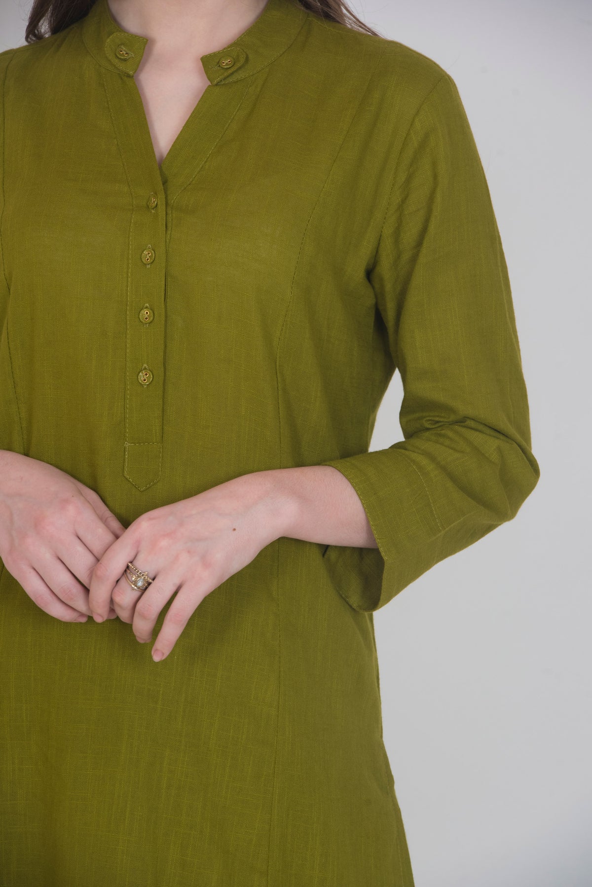 Slub Cotton Solid Kurta