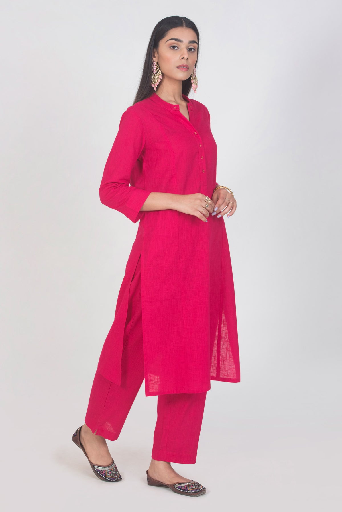 Slub Cotton Solid Kurta