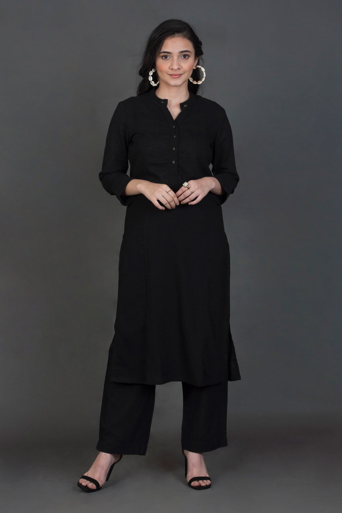 Slub Cotton Solid Kurta
