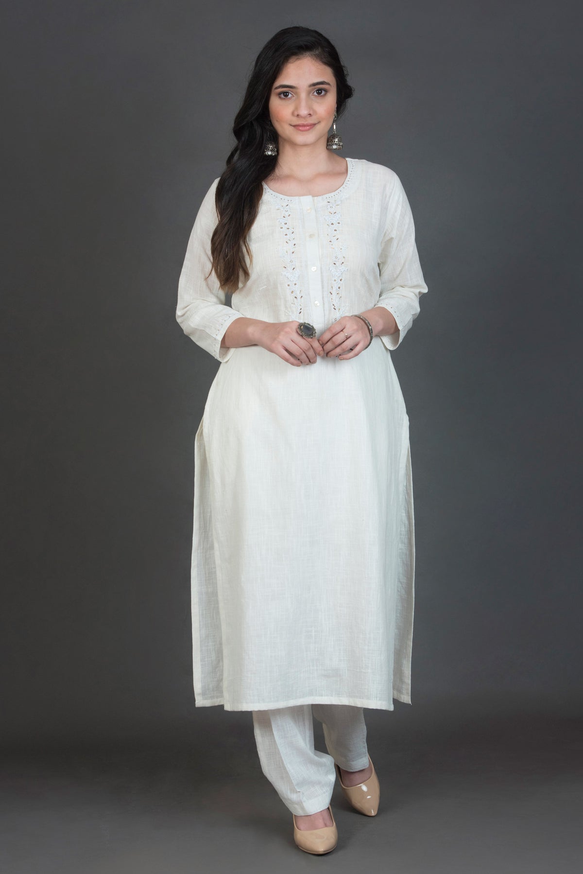 Embroidered Hand spun Kurta