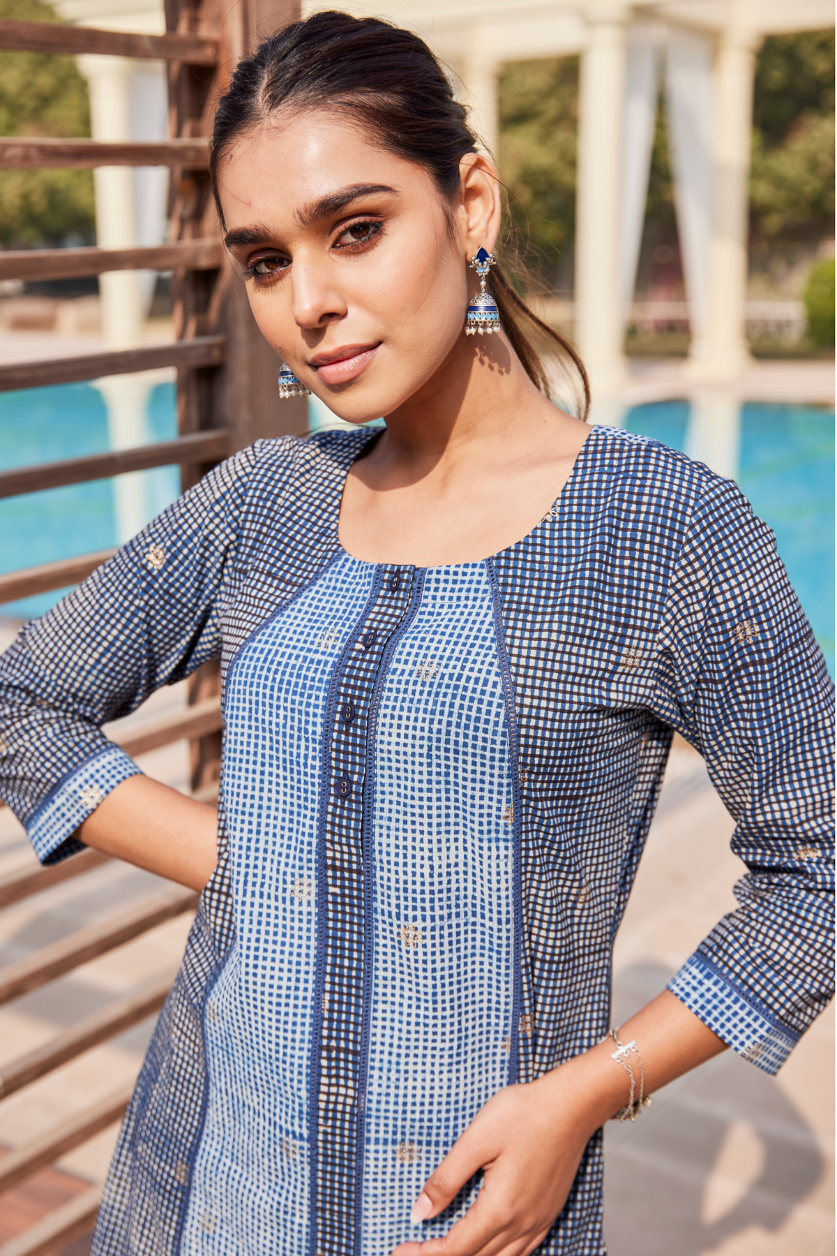 Bagru Indigo Block Print A-Line Kurta-Dress