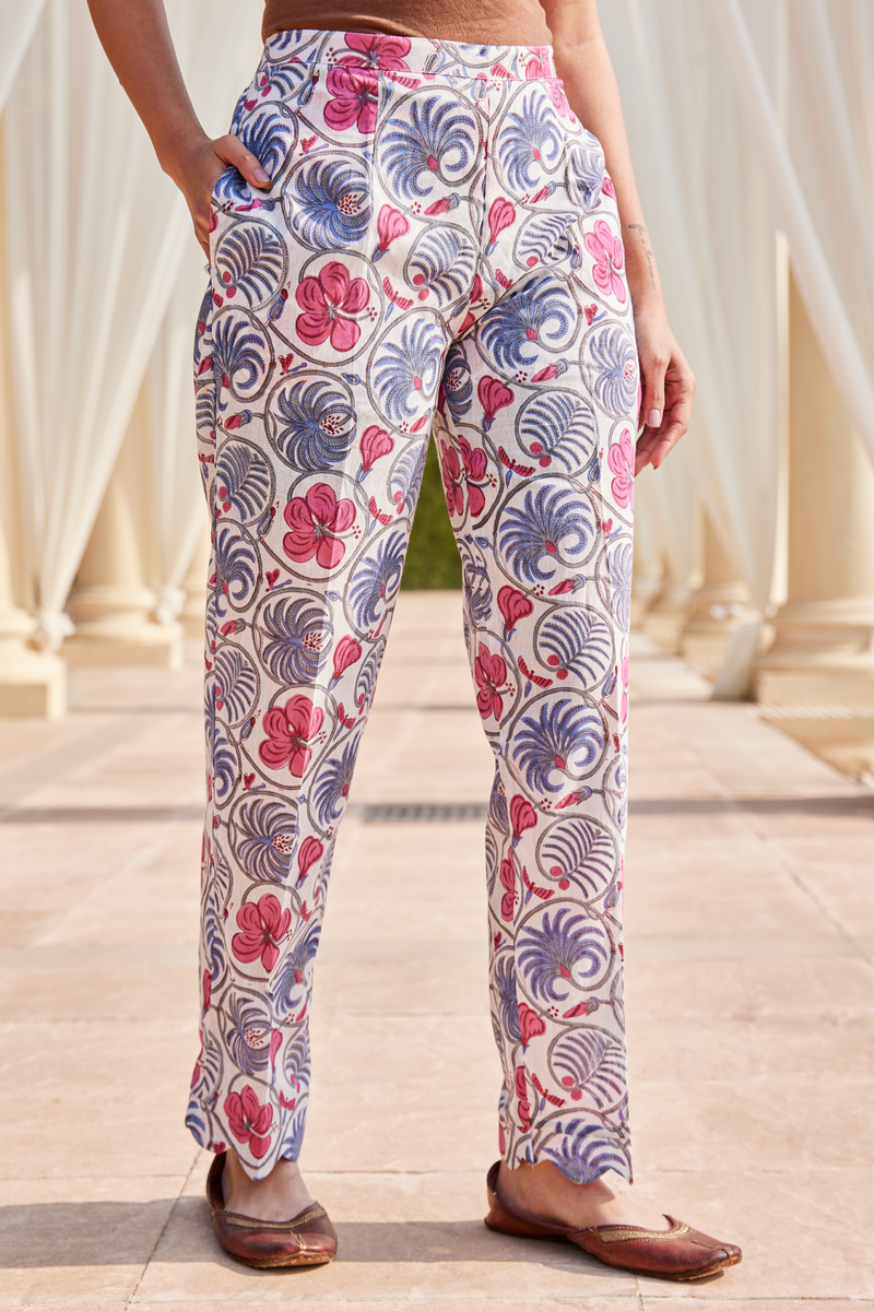 Butidar Hand Block Print Ethnic Pants With Pockets - Vishnu