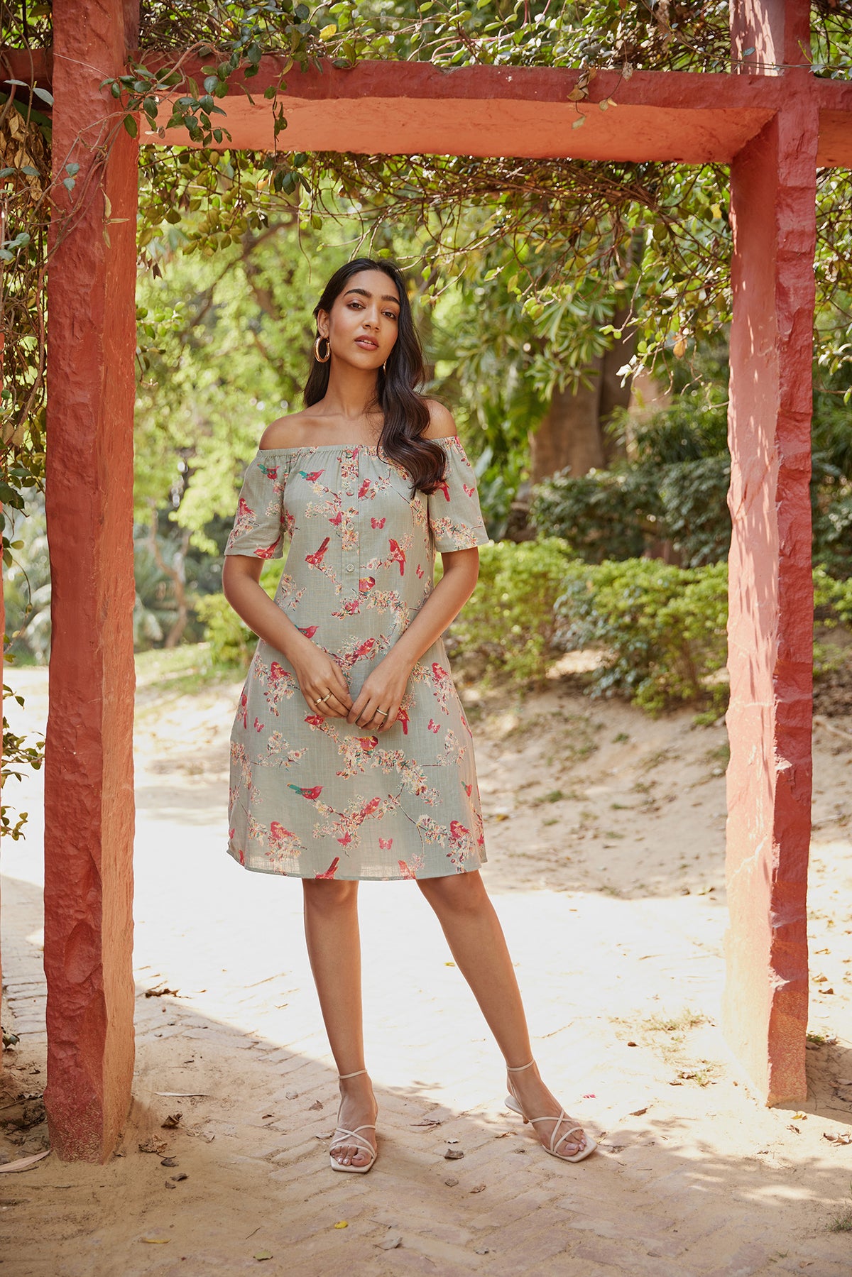 Tropical Print Sanganeri Ethnic Dress With Pockets