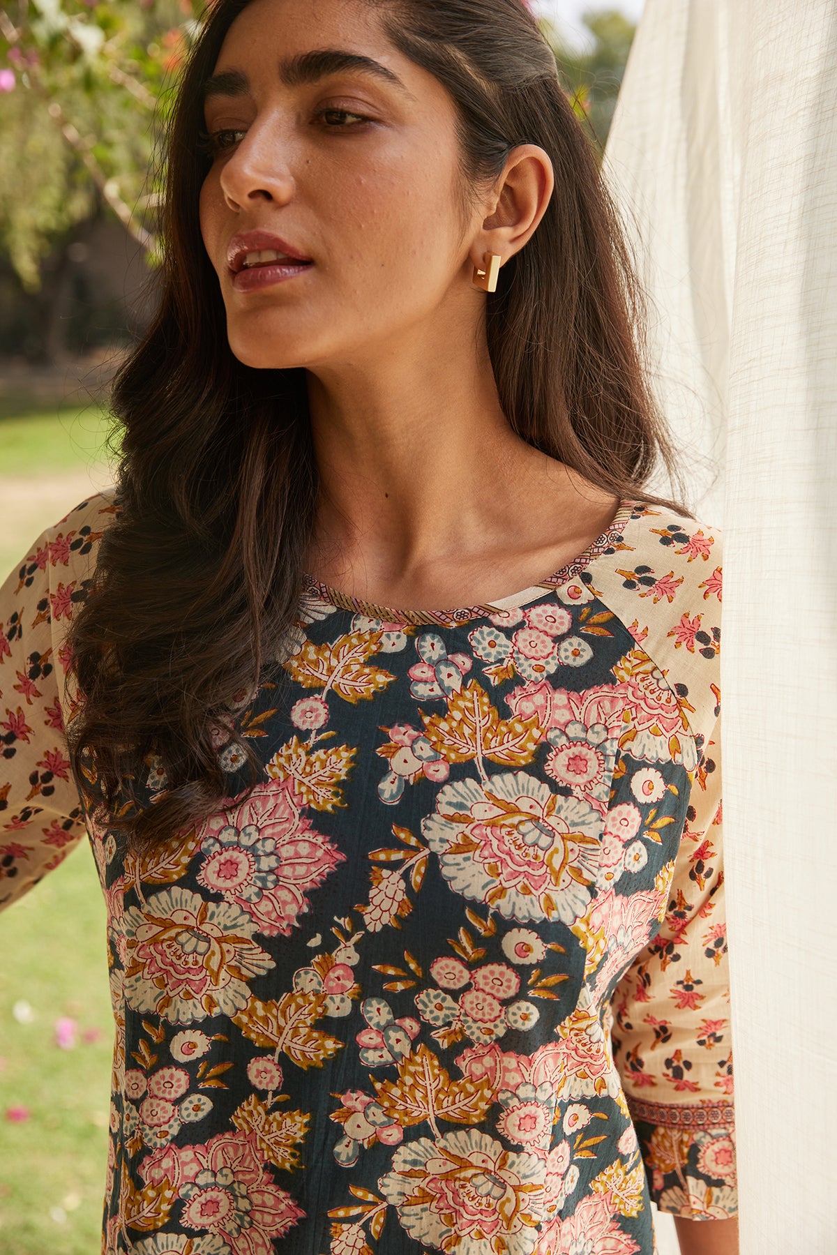 Sanganeri Floral Printed Knee Length Pleated Summer Dress