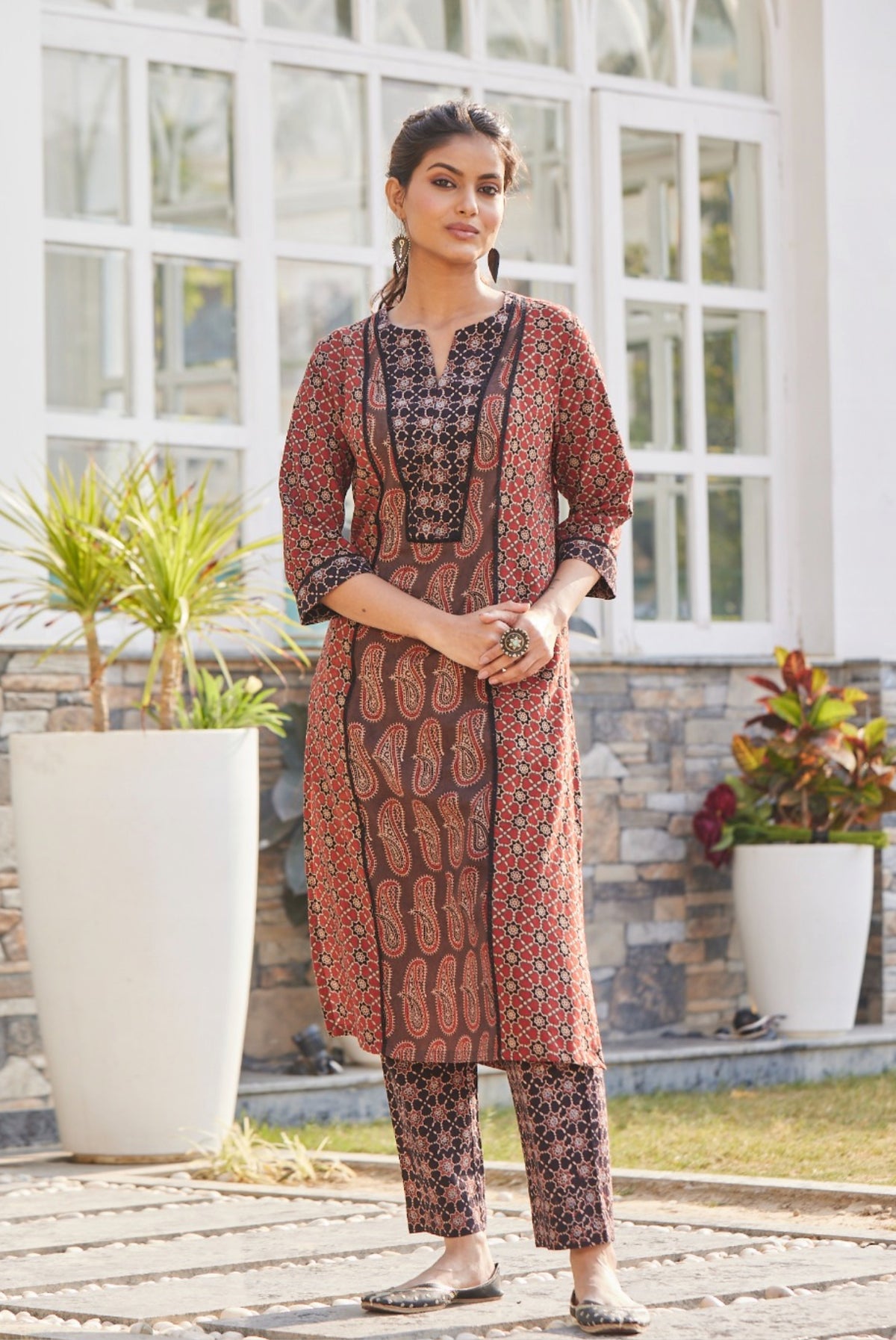 Ajrakh Hand Block Print Kurta for Women