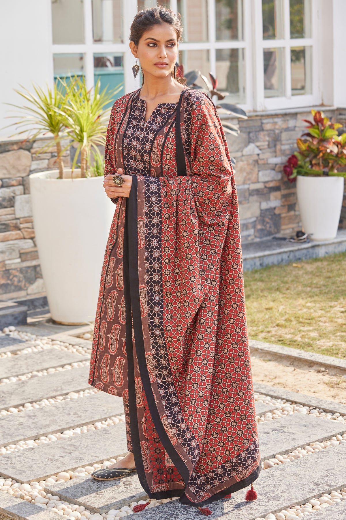 Ajrakh Hand Block Print Dupatta