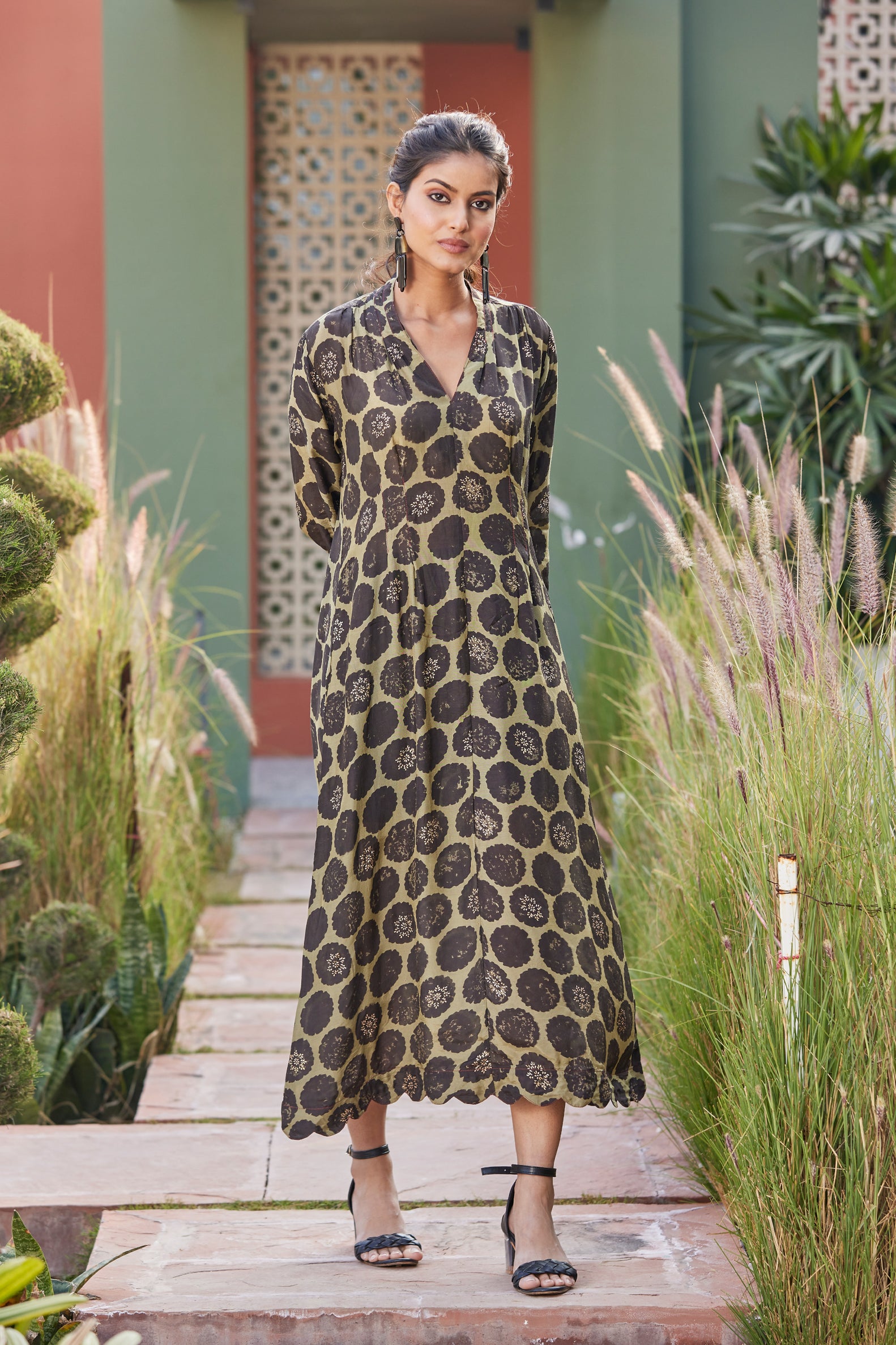 Signature Cut Hand Block Print Dart Dress