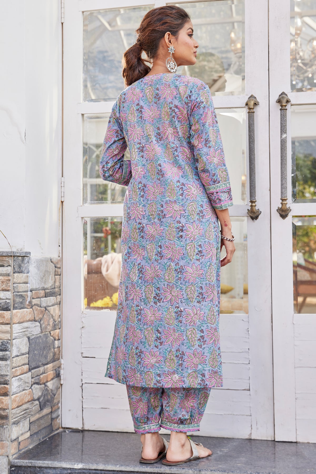 Buy Hand Block Print Afghani Style Long Kurta for Women