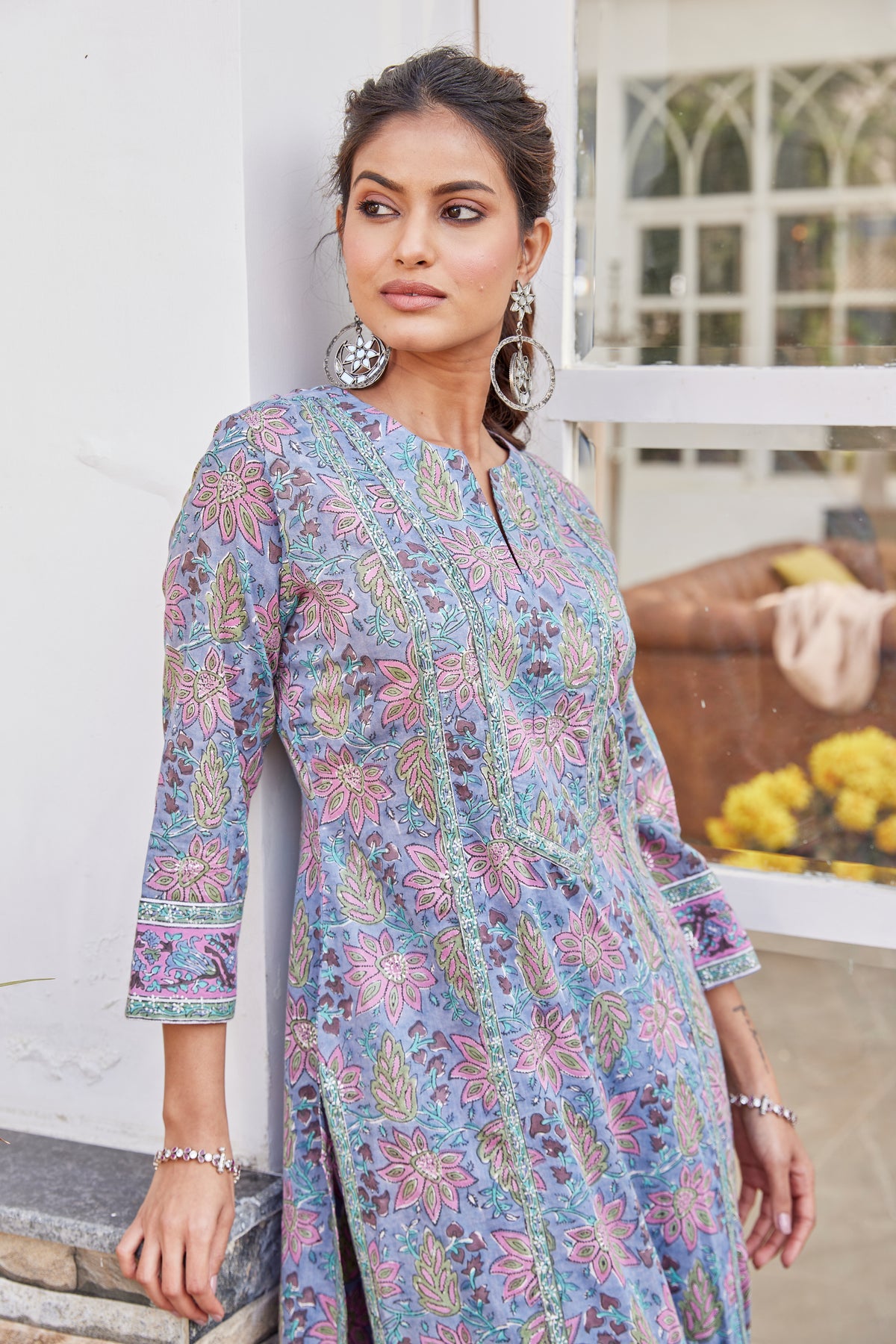 Hand Block Print Afghani Style Long Kurta