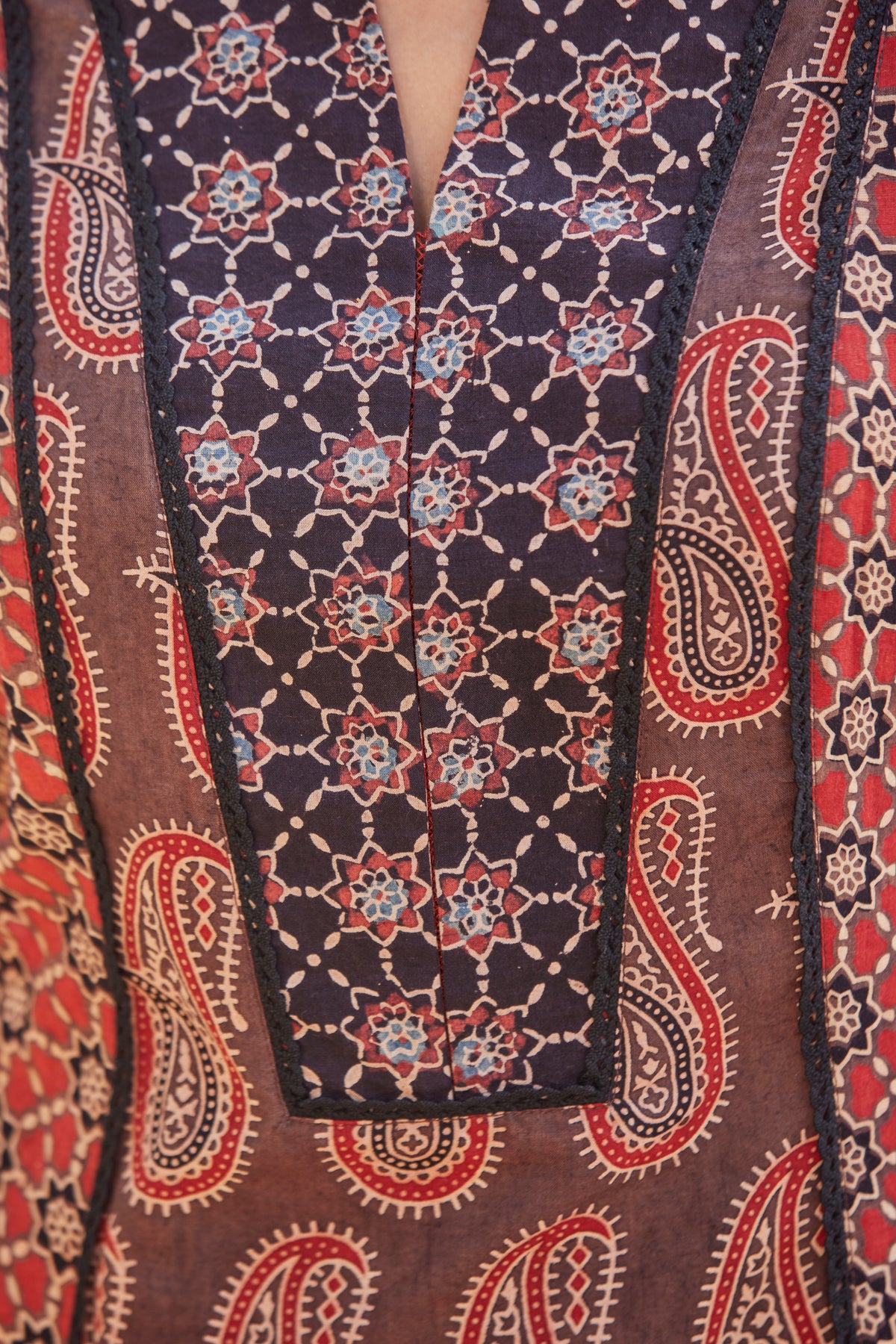 Ajrakh Hand Block Print 3/4 sleeves Kurta 