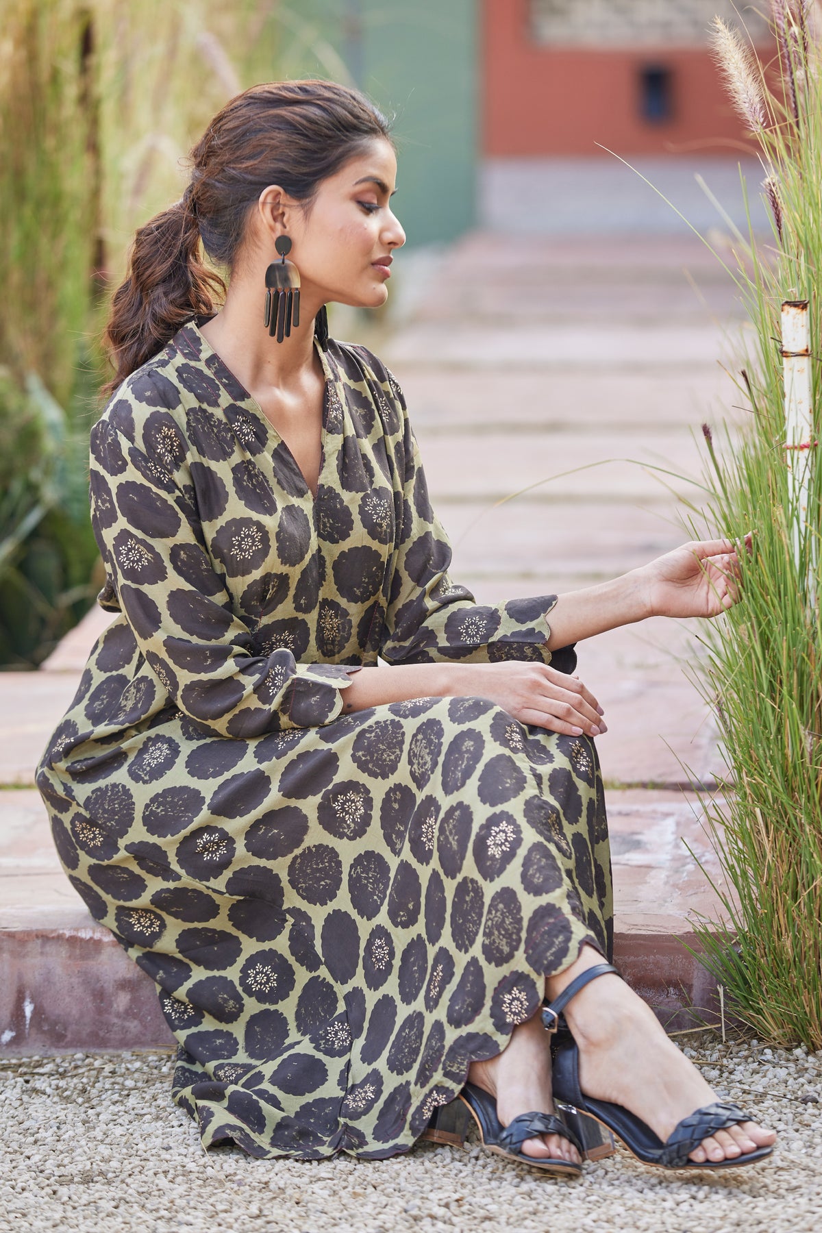Signature Cut Hand Block Print Dart Dress