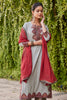 Solid Grey Kurta With Embroidered Bagru Applique