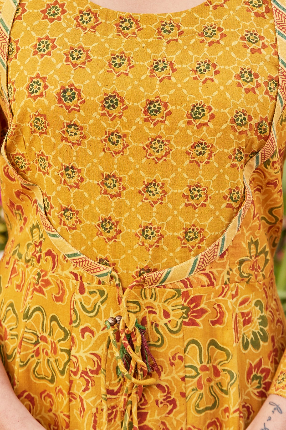 Mustard Ajrakh Print Maxi Anarkali