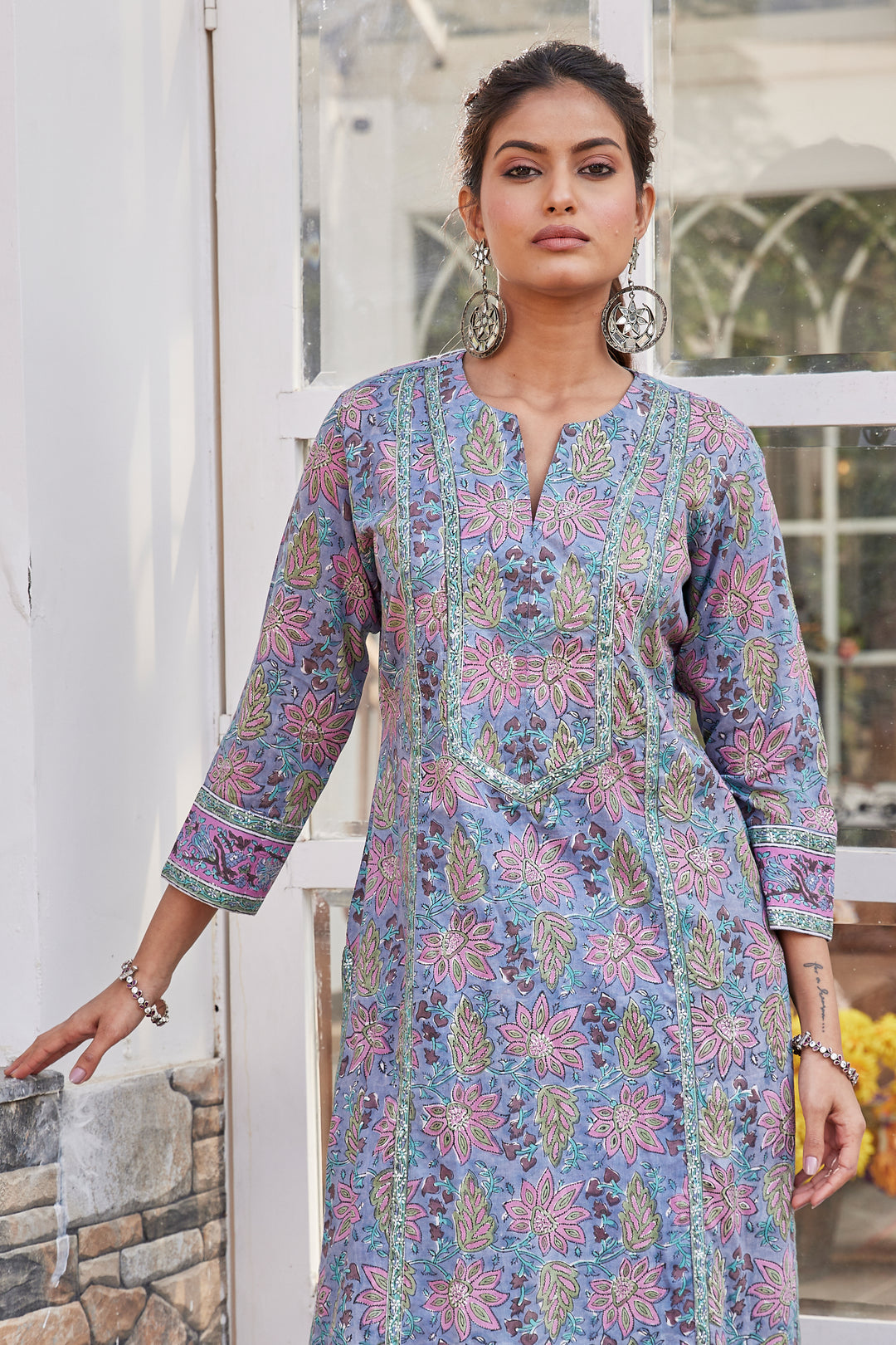 Buy Hand Block Print Afghani Style Long Kurta Online for Women  Vishnu