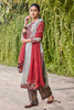Solid Grey Kurta With Embroidered Bagru Applique