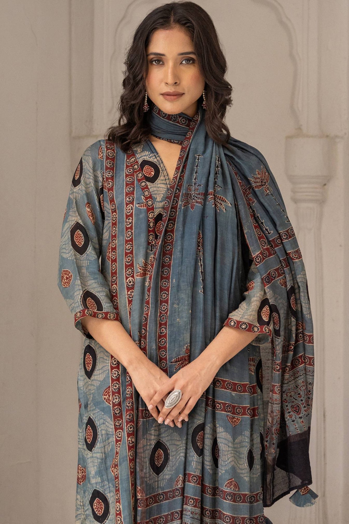 Chanderi Ajrakh Print Suit for women