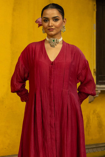 Chanderi Dart Kurta Suit Set 